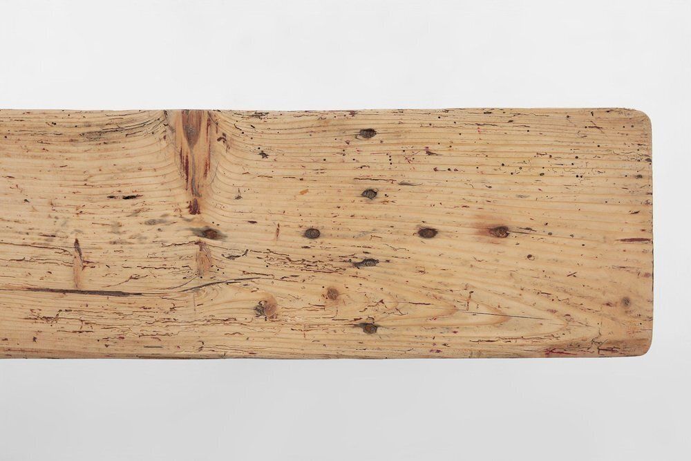 Rustic Wooden Bench With Brown Painted Feet, France, 1890s photo Furniture