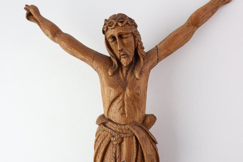 Late 19th Century Sculpted Oak Crucifix, Italy, 1800s photo furniture