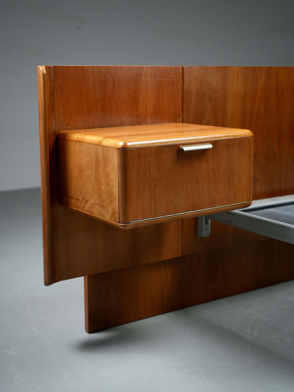 Northern European Modern Double Bed With Integrated Floating Nightstands, 1950's photo 4365.0