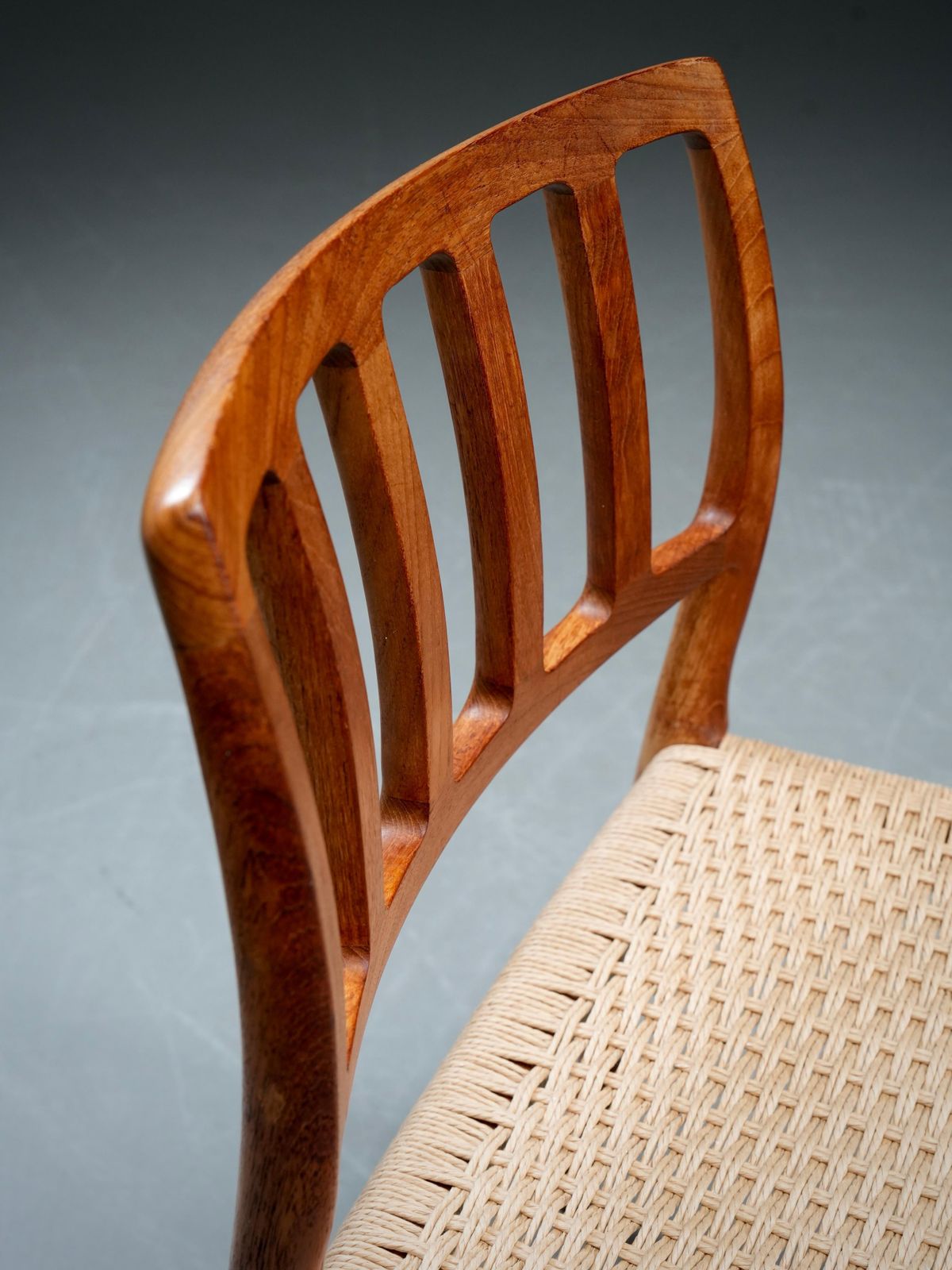 Set Of 4 Niels Otto Møller Dining Chairs In Teak And Papercord, Denmark, 1960's photo vinterior