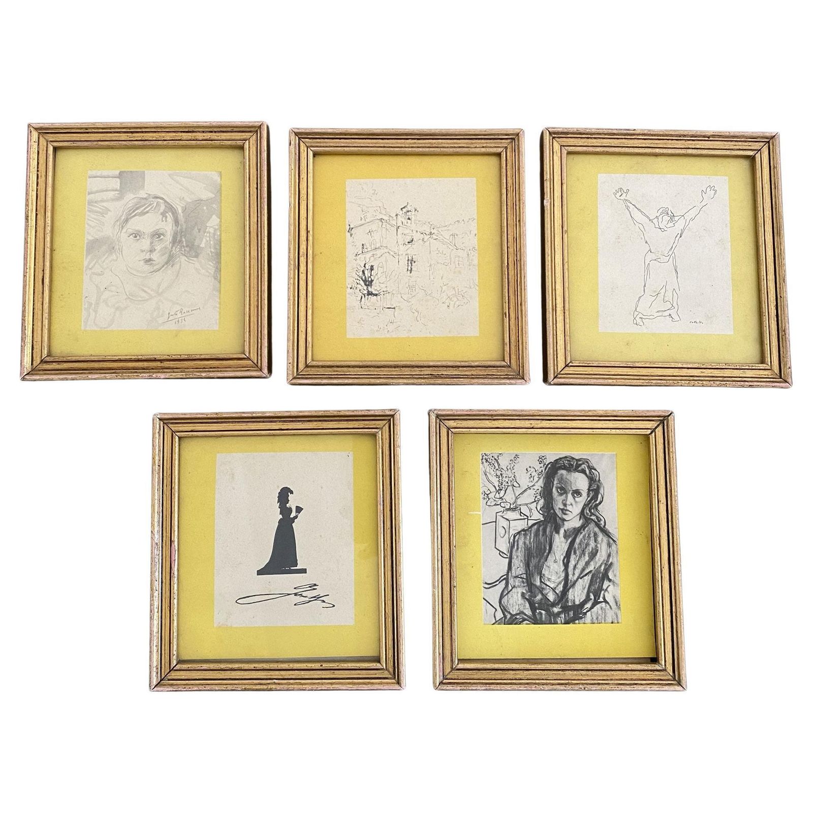 Zwart-wit expressionistische tekeningen, eind 20e eeuw, Italië
