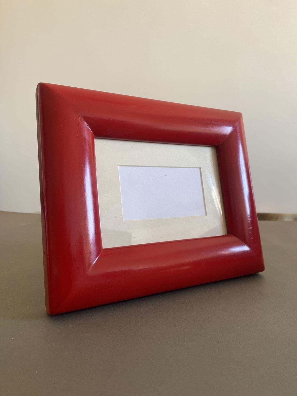 Italy Rectangular Red Lacquered Table Picture Frame photo vintage