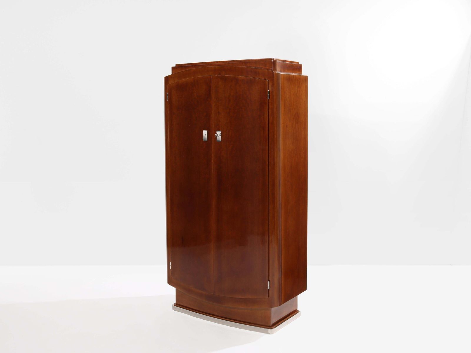 Cabinet Jules Leleu en acajou et métal nickelé, 1930 photo furniture
