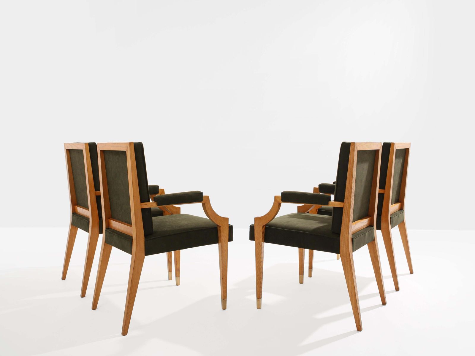André Arbus Set Of Four Ash Wood Neoclassical Armchairs 1940s photo 56670.0