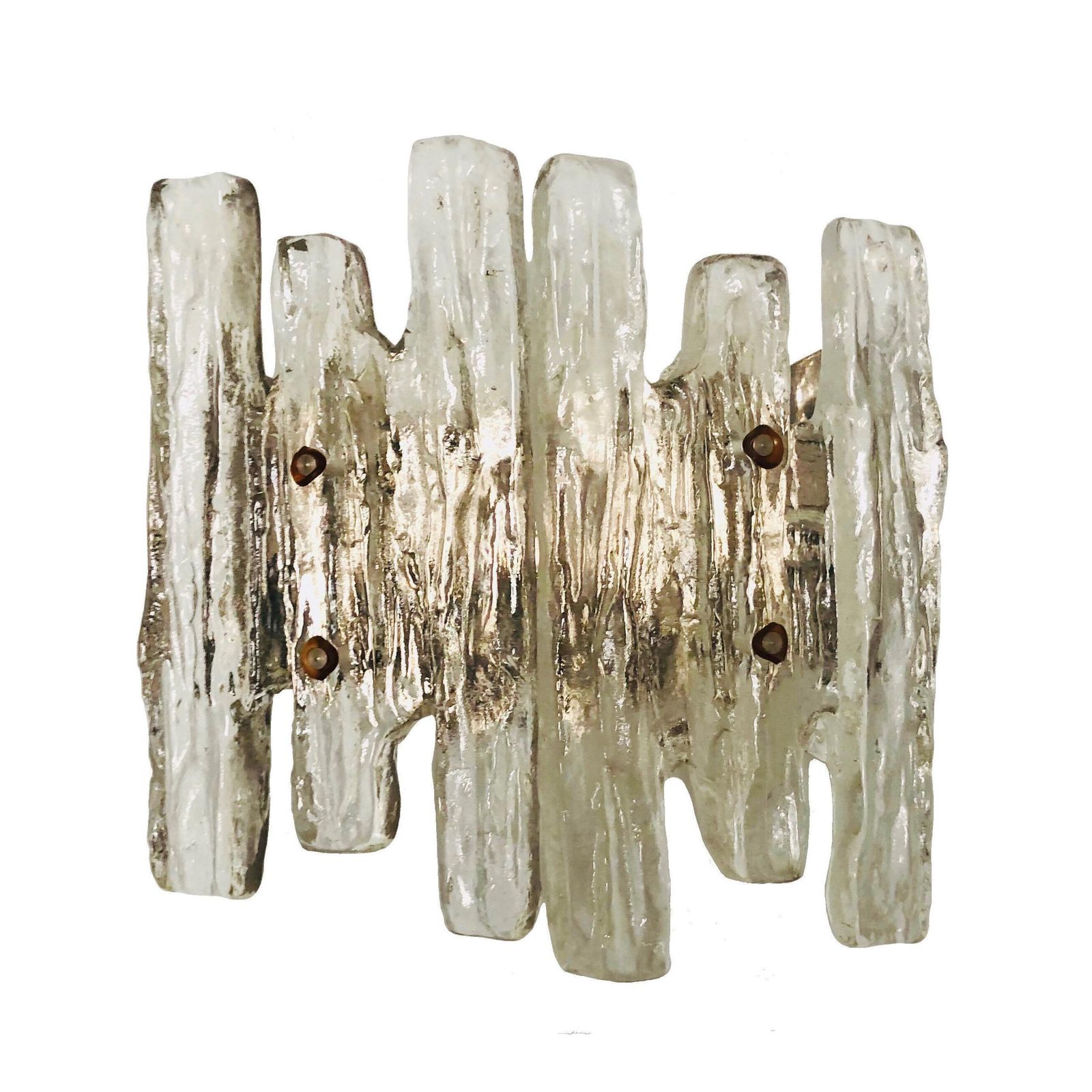 photo buy Pair Of Midcentury Austrian Ice Glass "Puck" Wall Sconces By Kalmar, 1970s
