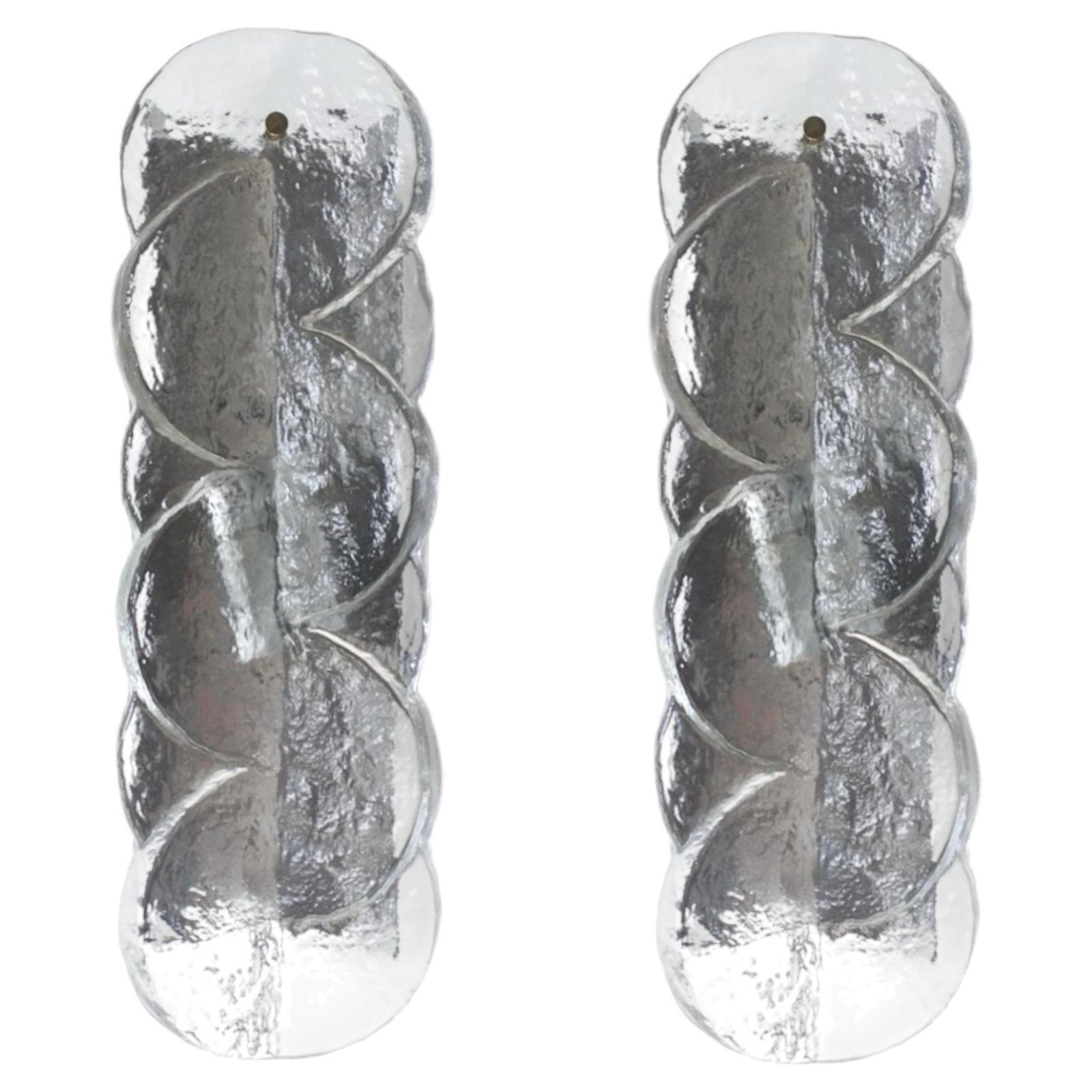 Austrian Mid Century Pair Of "Citrus" Clear Murano Wall Sconces By Kalmar, 1970s