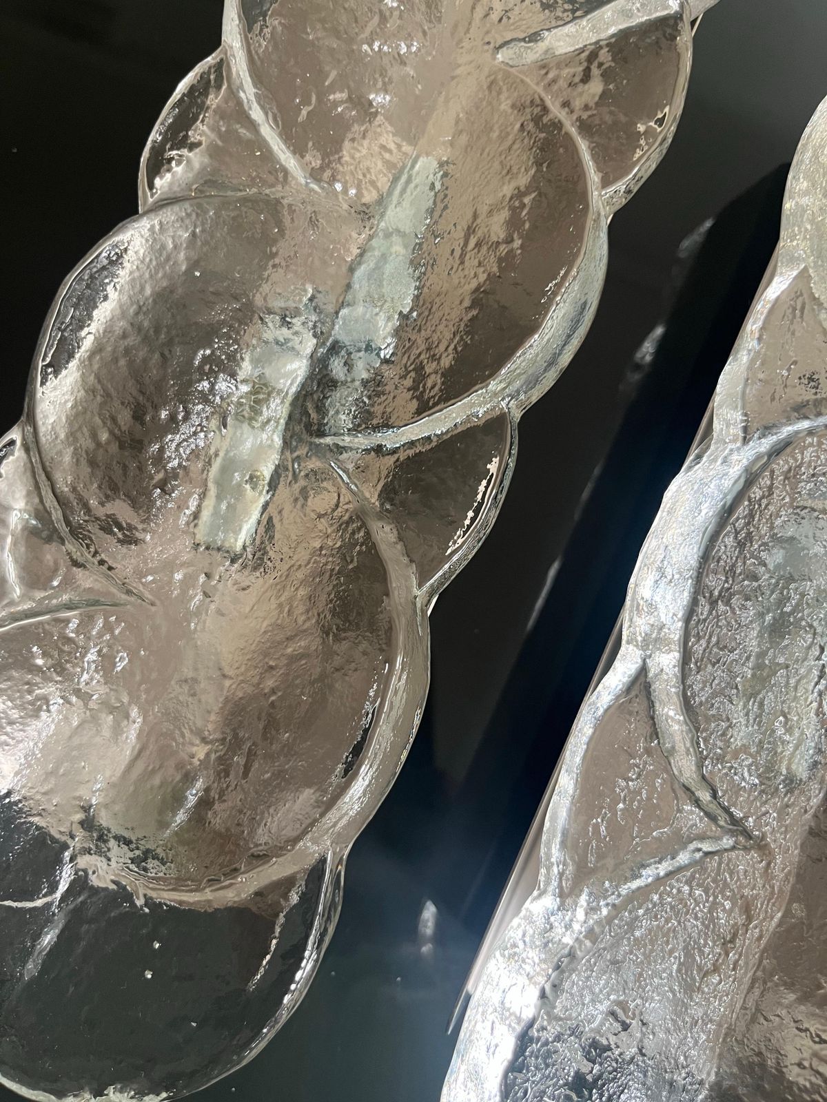 Austrian Mid Century Pair Of "Citrus" Clear Murano Wall Sconces By Kalmar, 1970s photo for sale