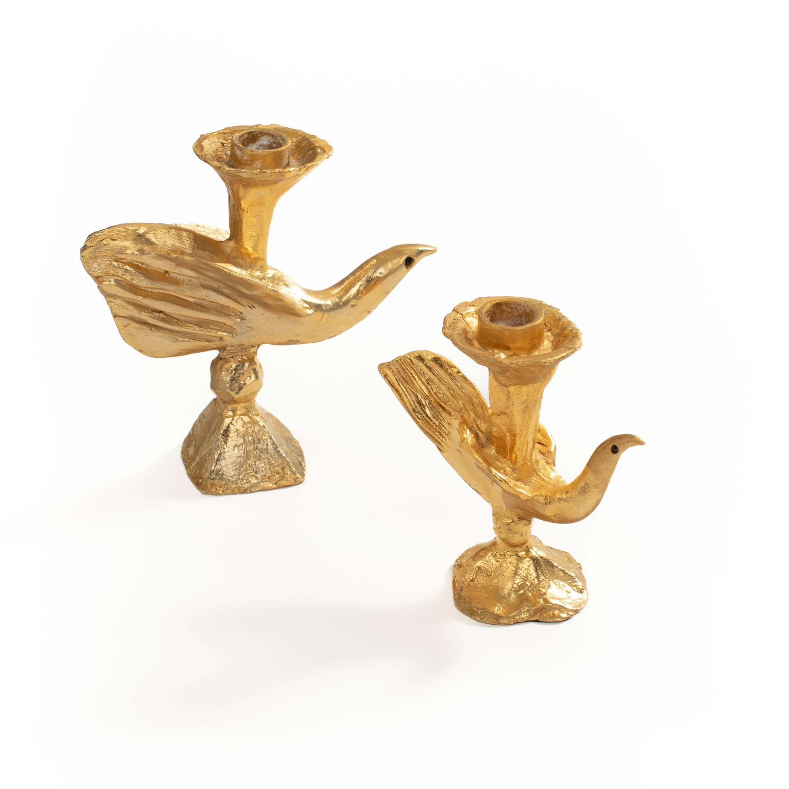 Pair Of French Gilded Bronze Candlesticks By Pierre Casenove For Fondica, 1980s photo for sale
