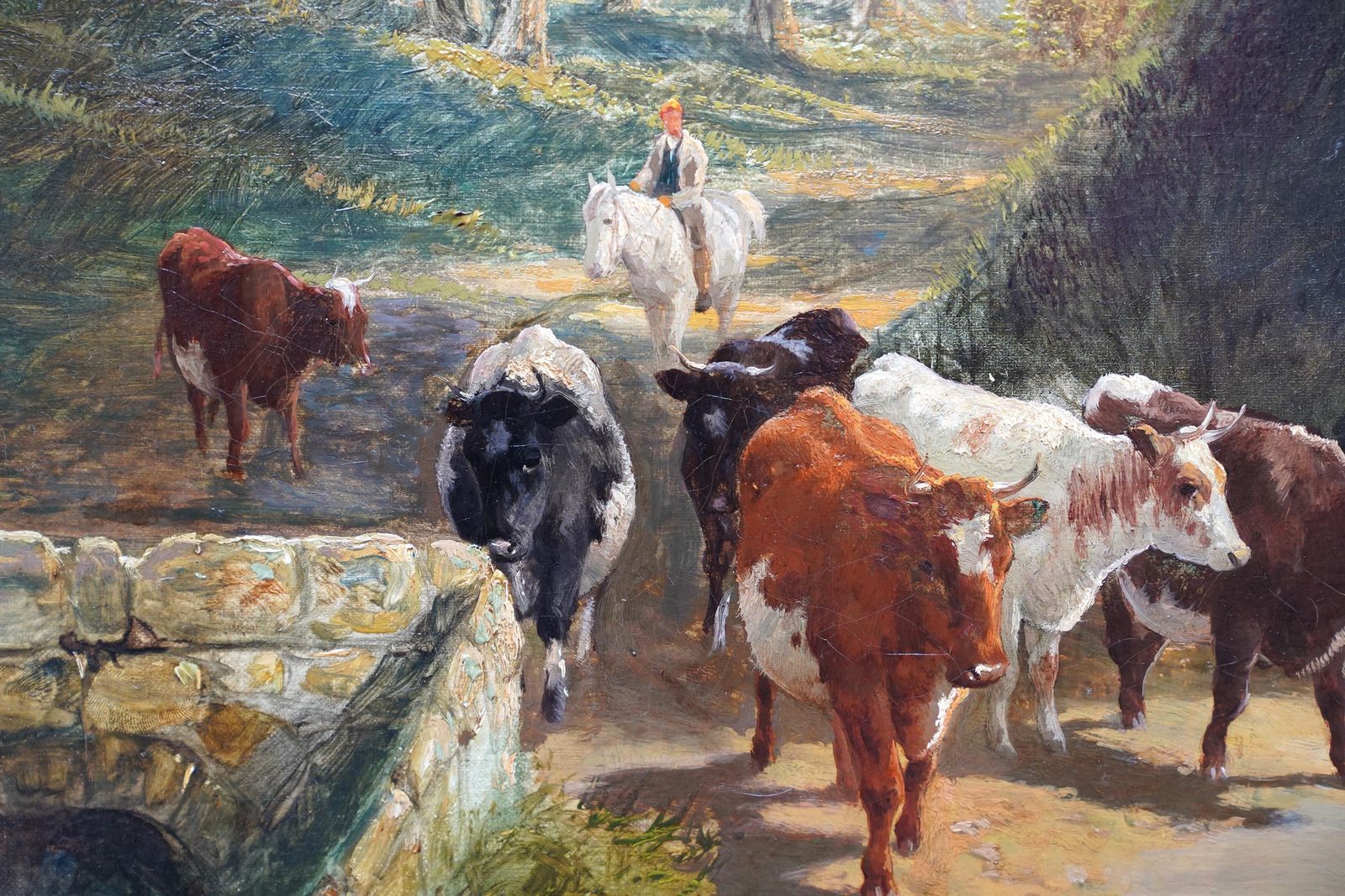 Drover With Cattle In Landscape   British Old Master Animal Art Oil Painting photo Art
