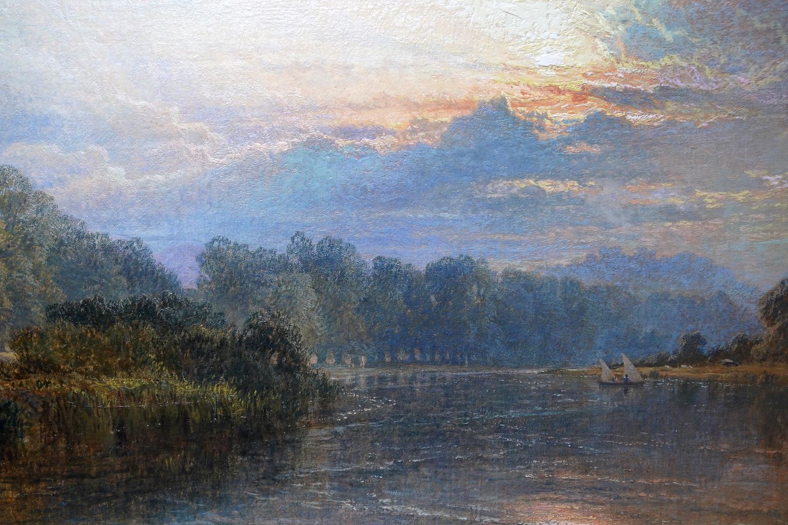 Evening On Banks Of River Trent Wilford Nr Nottingham Landscape Oil Painting photo for sale