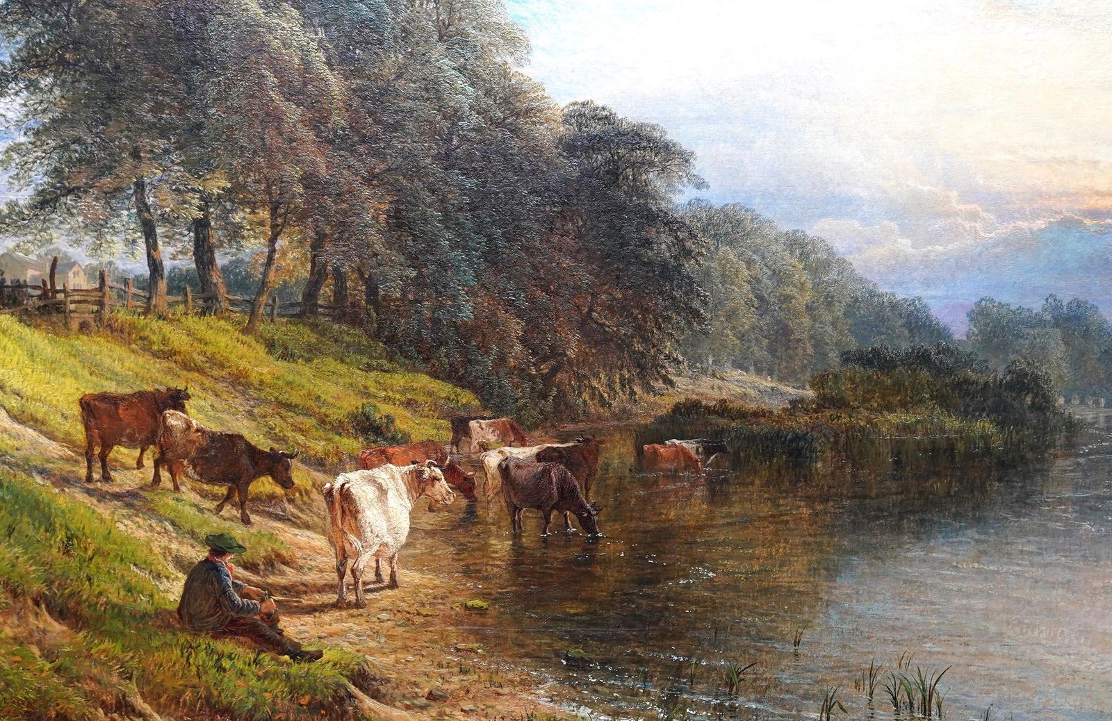 Evening On Banks Of River Trent Wilford Nr Nottingham Landscape Oil Painting photo Art