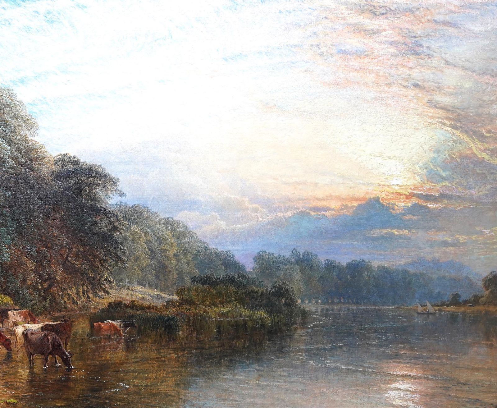 Evening On Banks Of River Trent Wilford Nr Nottingham Landscape Oil Painting photo 26464.0