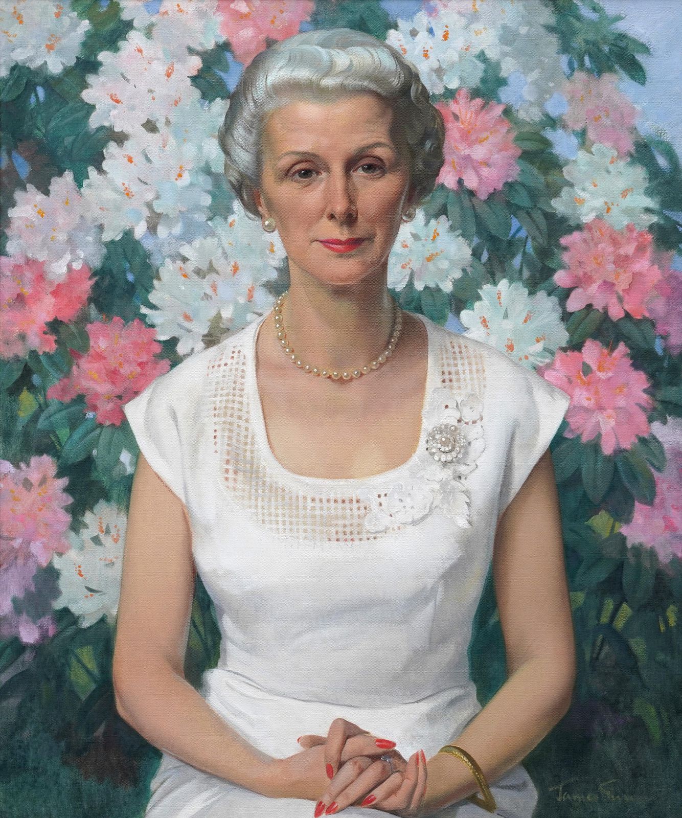 Portrait Of Lady Joan Kitchen   British 1940's Art Oil Painting photo furniture
