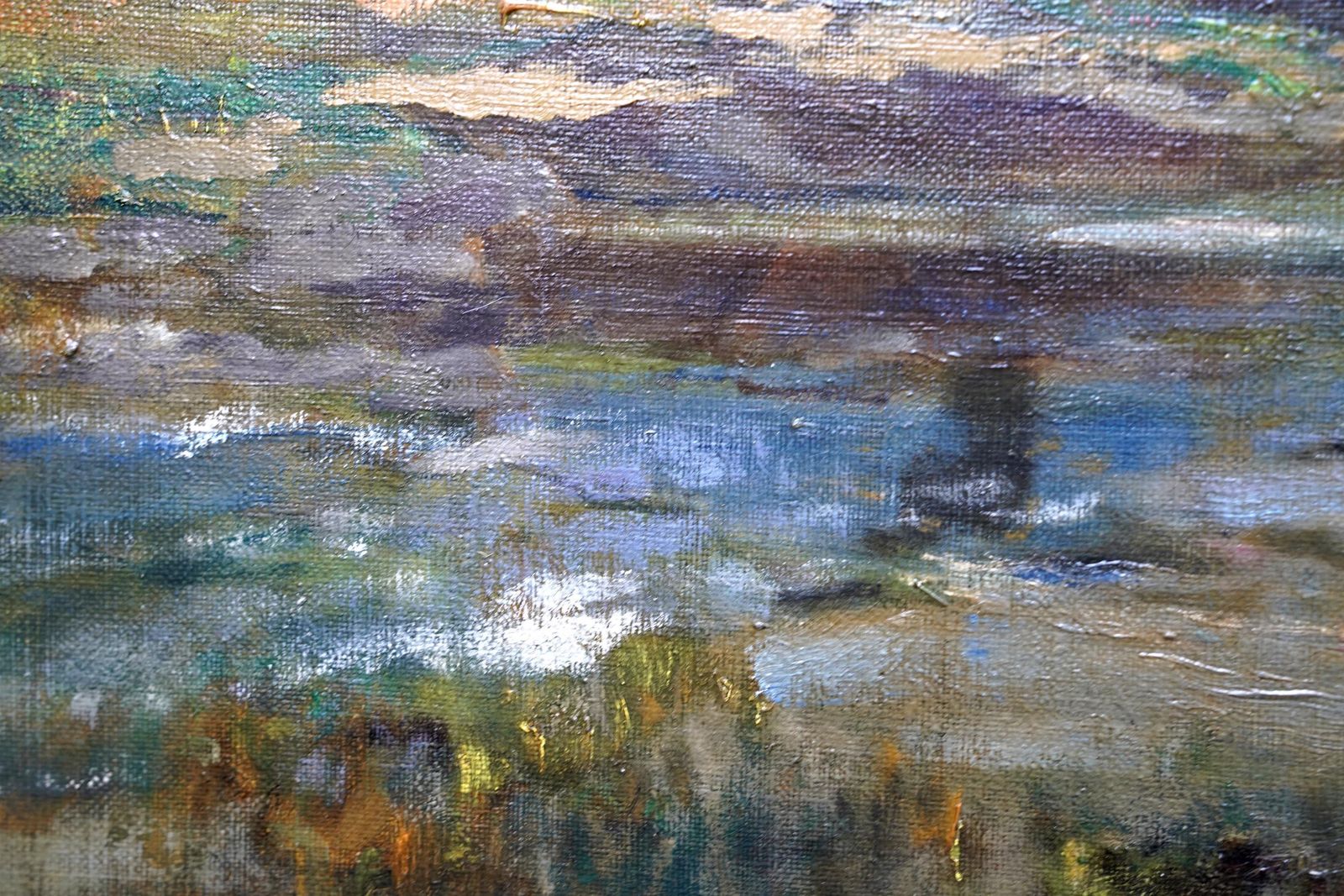 Art Evening In Wharfedale 1917   British Impressionist Landscape Oil Painting Cattle photo