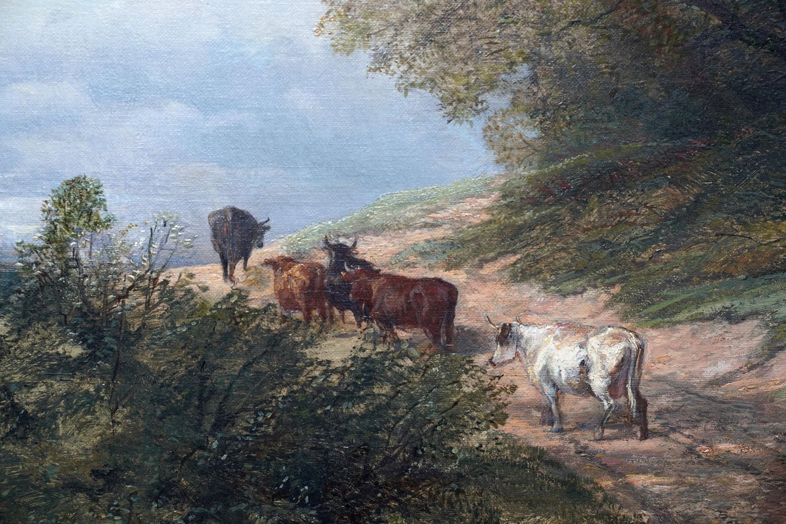 The Ford   British Old Master Exhib. Landscape Art Oil Painting Figures Animals photo vinterior