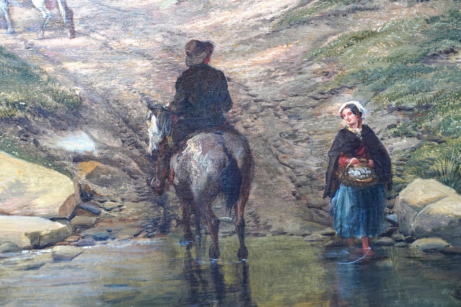 The Ford   British Old Master Exhib. Landscape Art Oil Painting Figures Animals photo buy