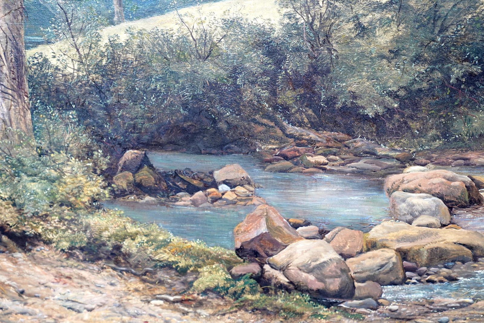The Ford   British Old Master Exhib. Landscape Art Oil Painting Figures Animals photo vintage
