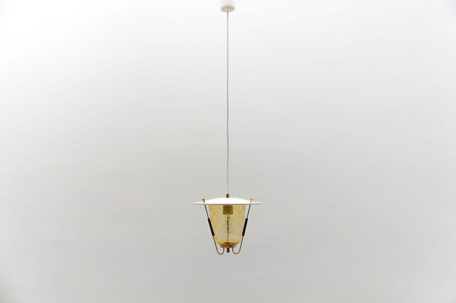 Lovely Mid Century Modern Ceiling Lamp In Copper, Brass And Glass, 1950s photo furniture