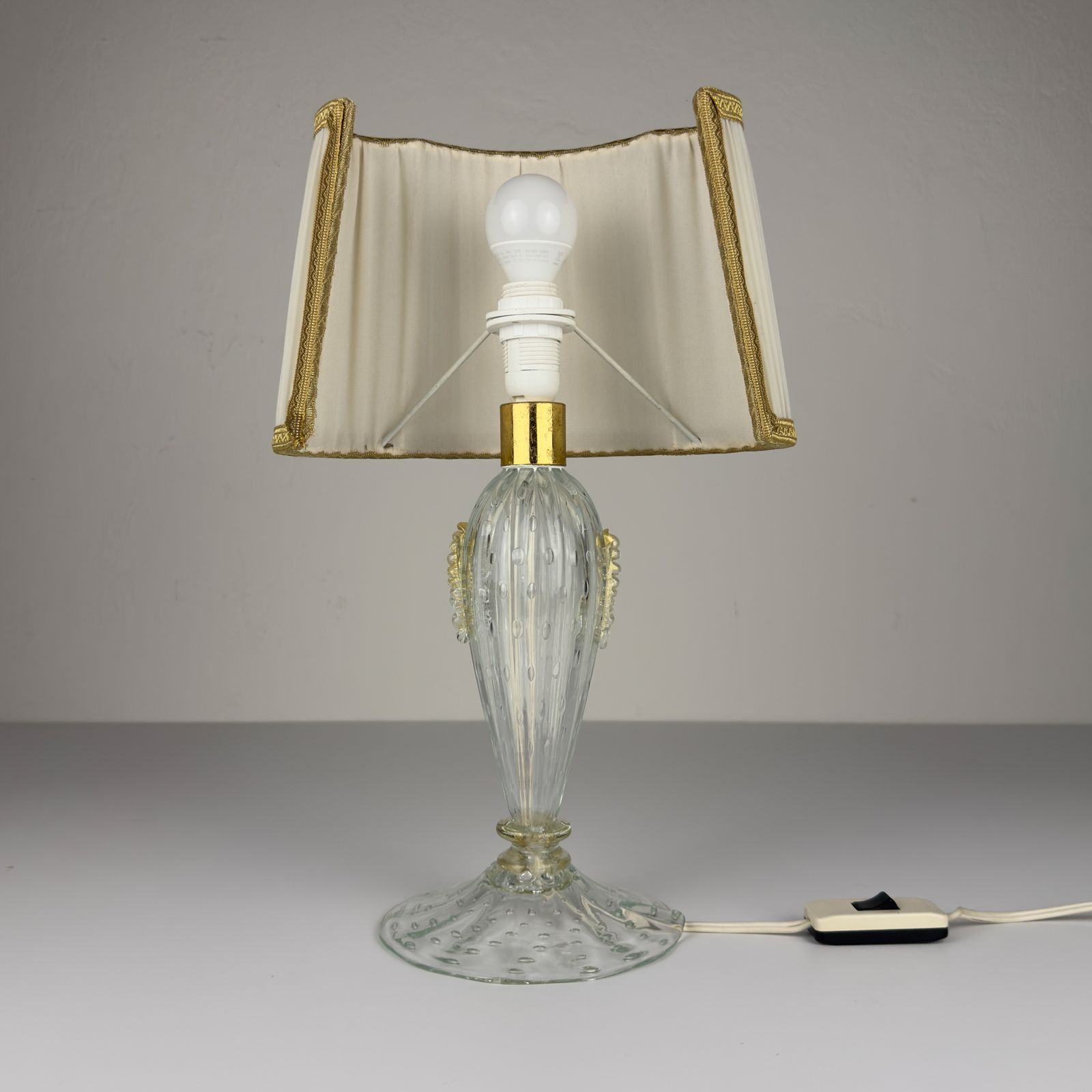 Lighting Original Murano Glass Table Lamp By Barovier And Toso, Italy 1980s photo