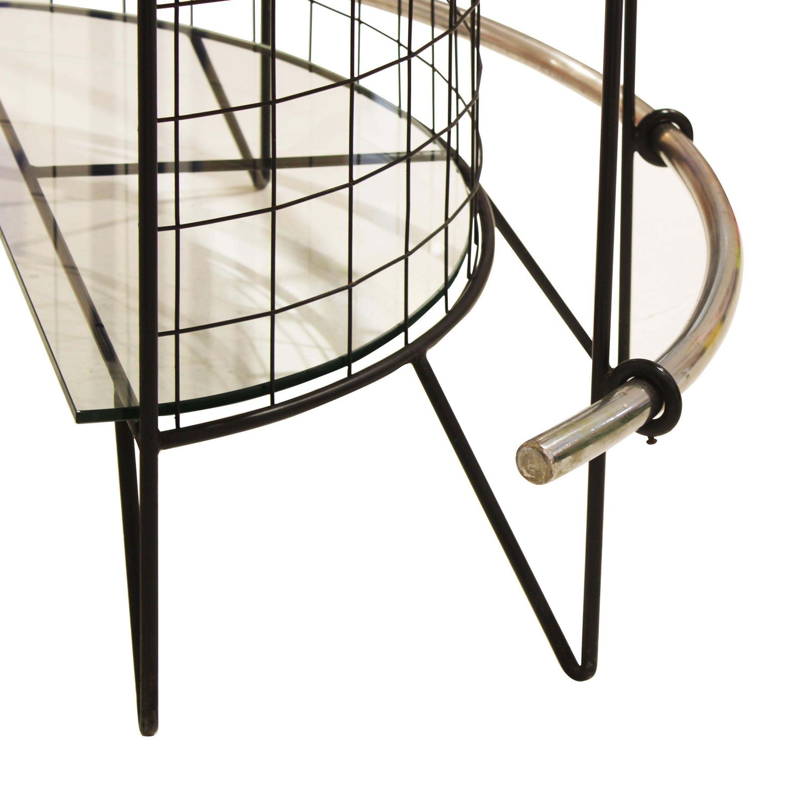 Mid Century Curved Iron And Glass Bar With Yellow Glass Top, Italy, 1950 photo buy