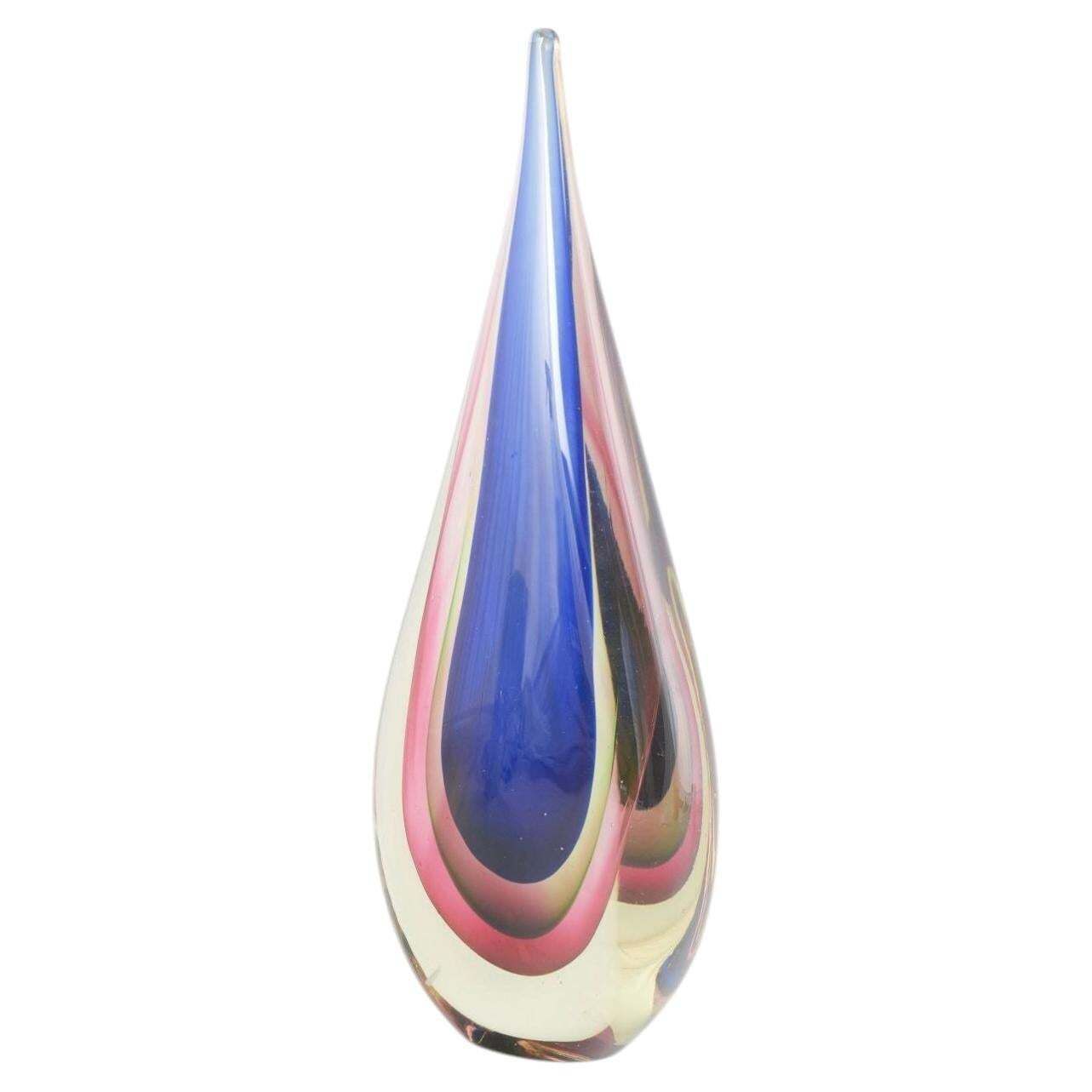 Murano. Organic Sculpture With Teardrop Form In Layered Glass. 1960s