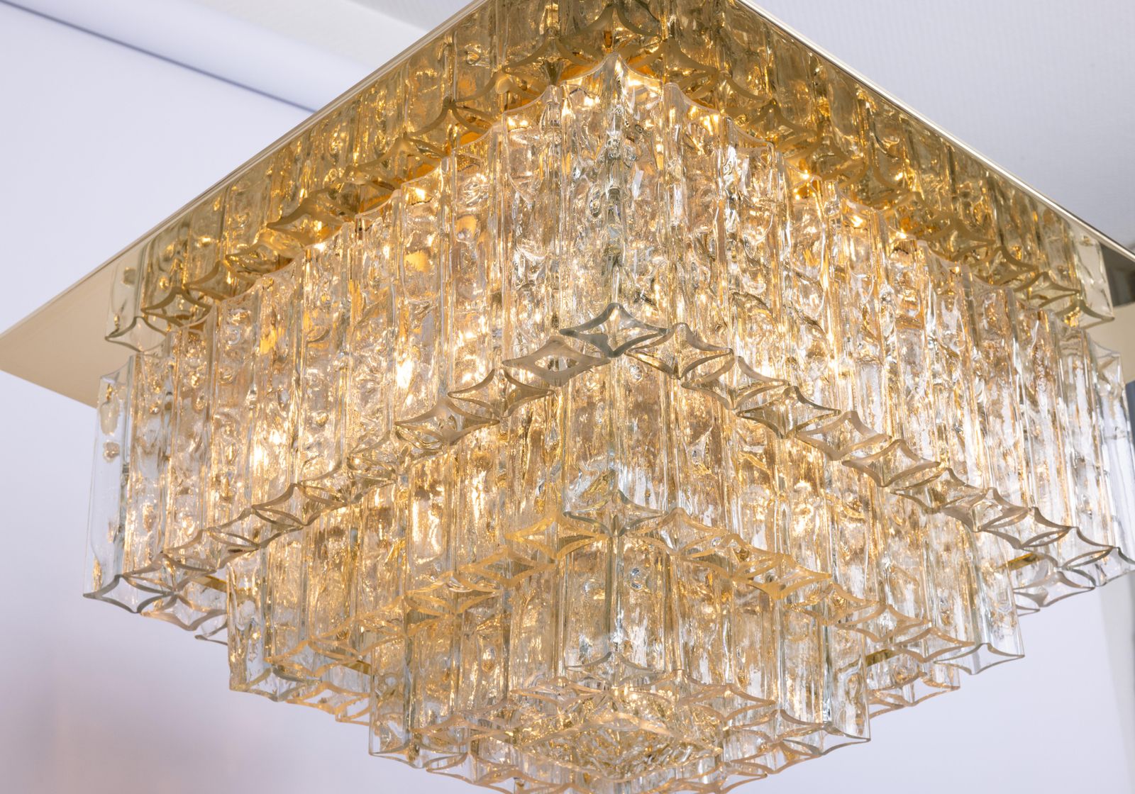Grote Murano glazen plafondlamp met messing, Doria, Duitsland, ca. jaren 1960 photo 2568.0