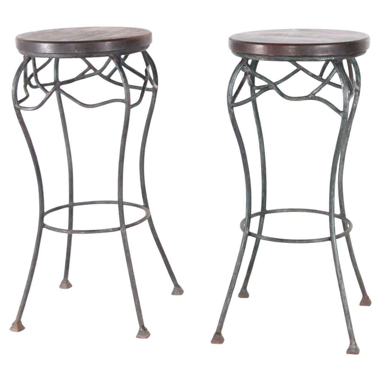 Pair Of Wrought Iron Sculpture Stands