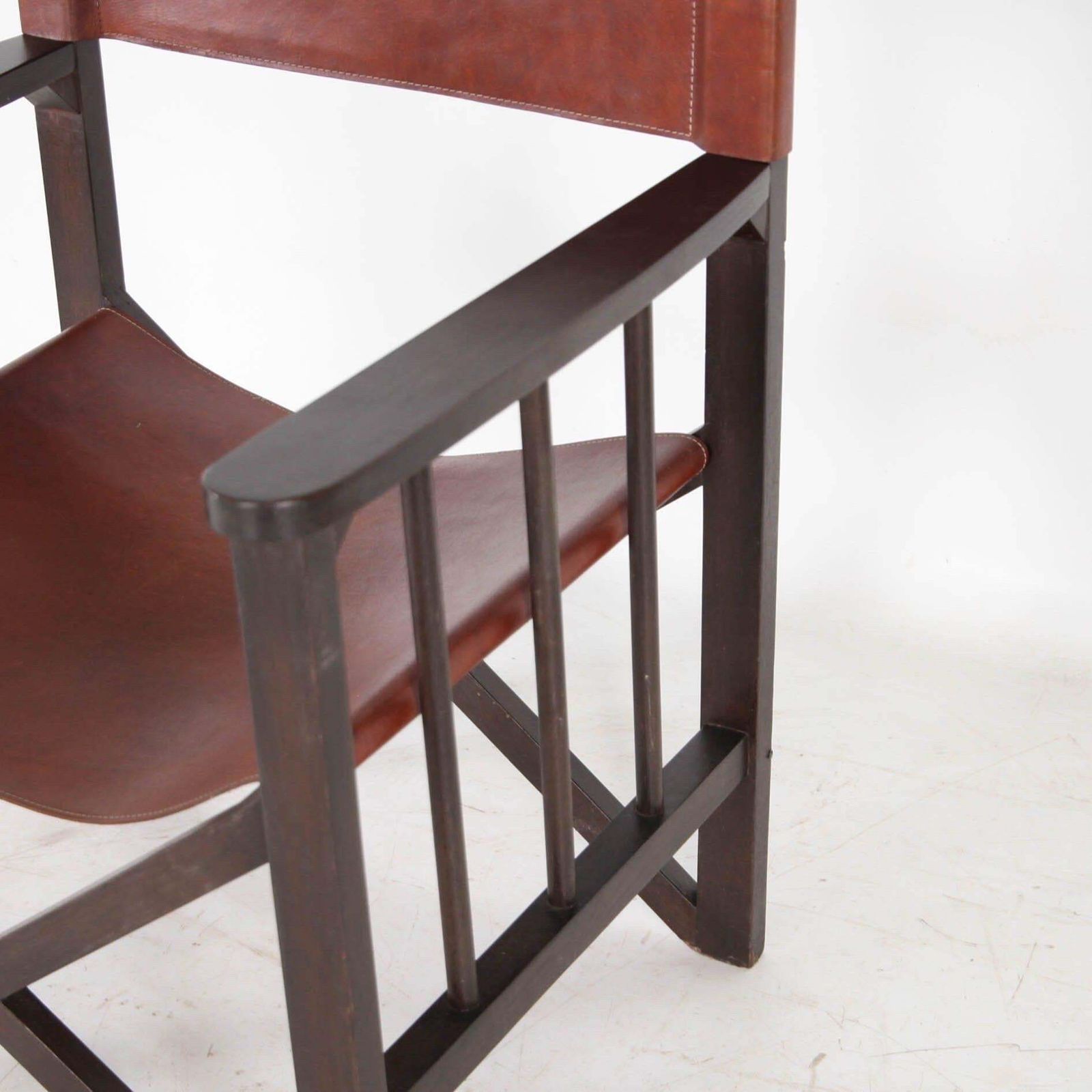 2538.0 Pair Of Leather And Wood Armchairs photo