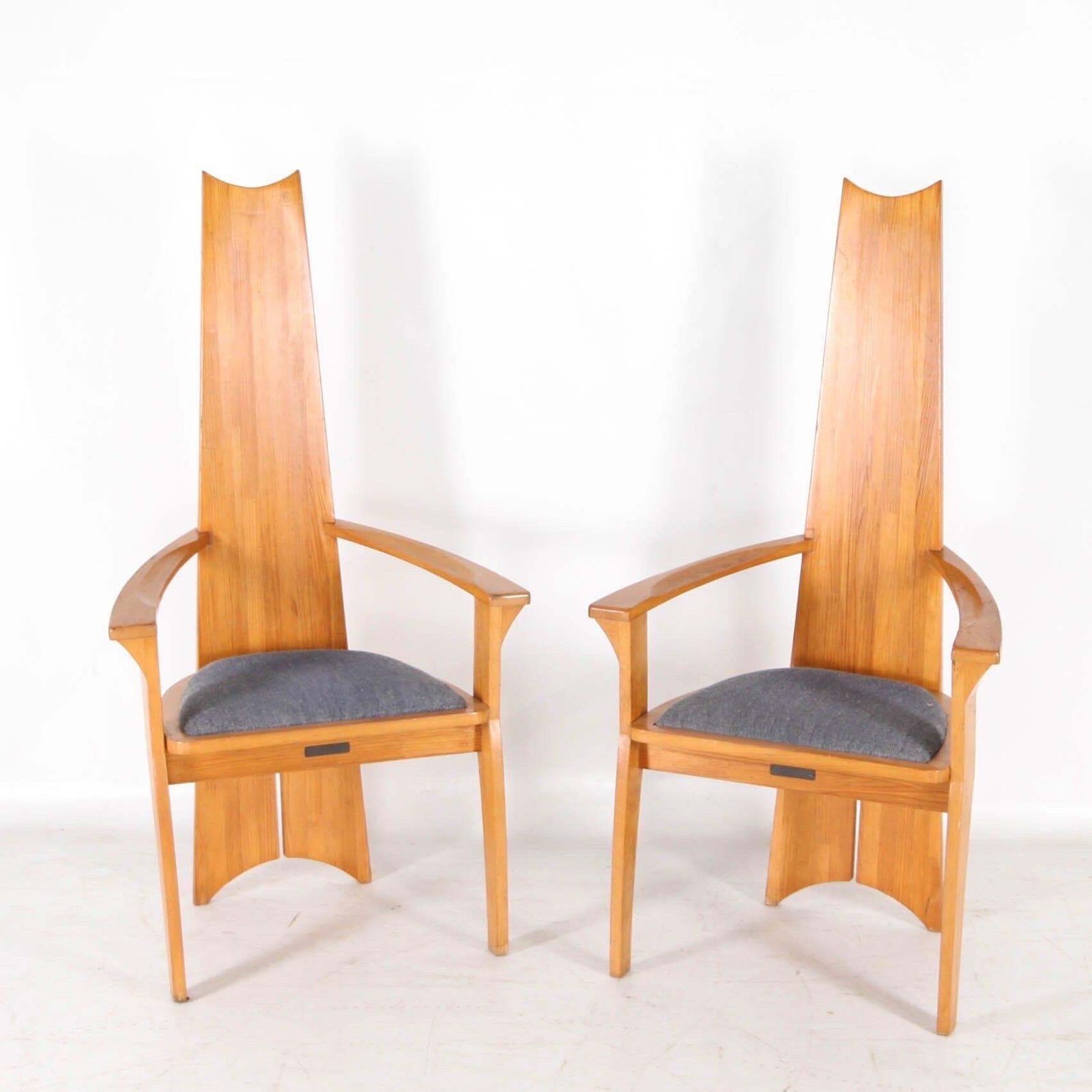 Pair Of Japanese Pinewood Armchairs photo vintage