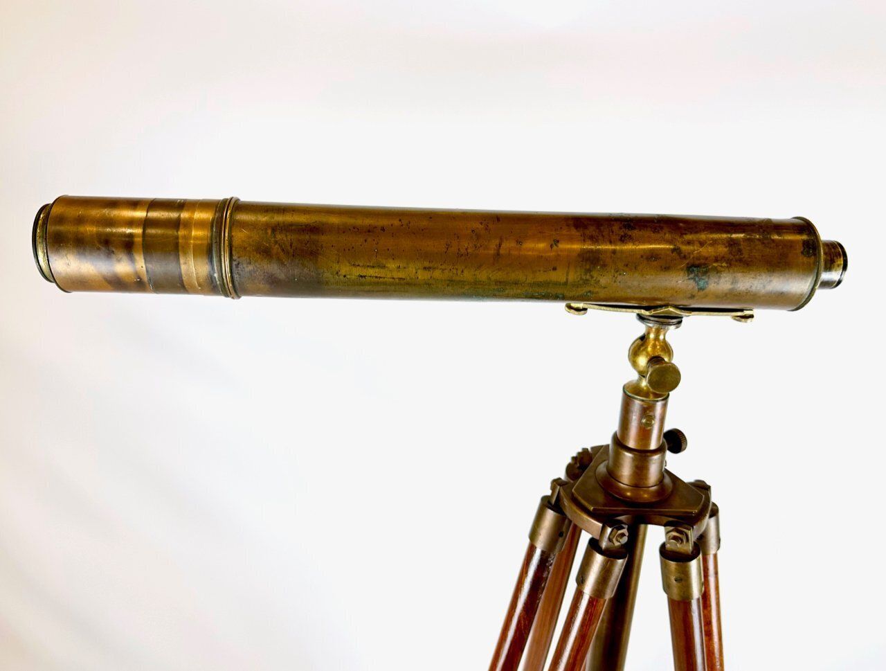 photo for sale Antique French Brass Tripod Telescope, 1950s