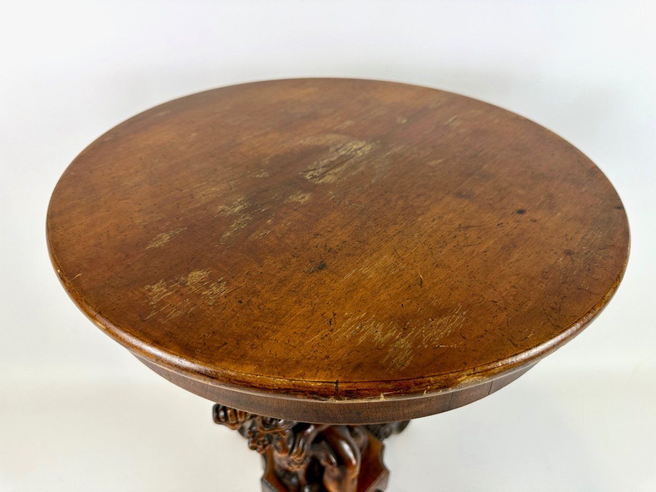 Antique Wooden Carved Cherub Bacchus Side Table, 1890s photo Furniture