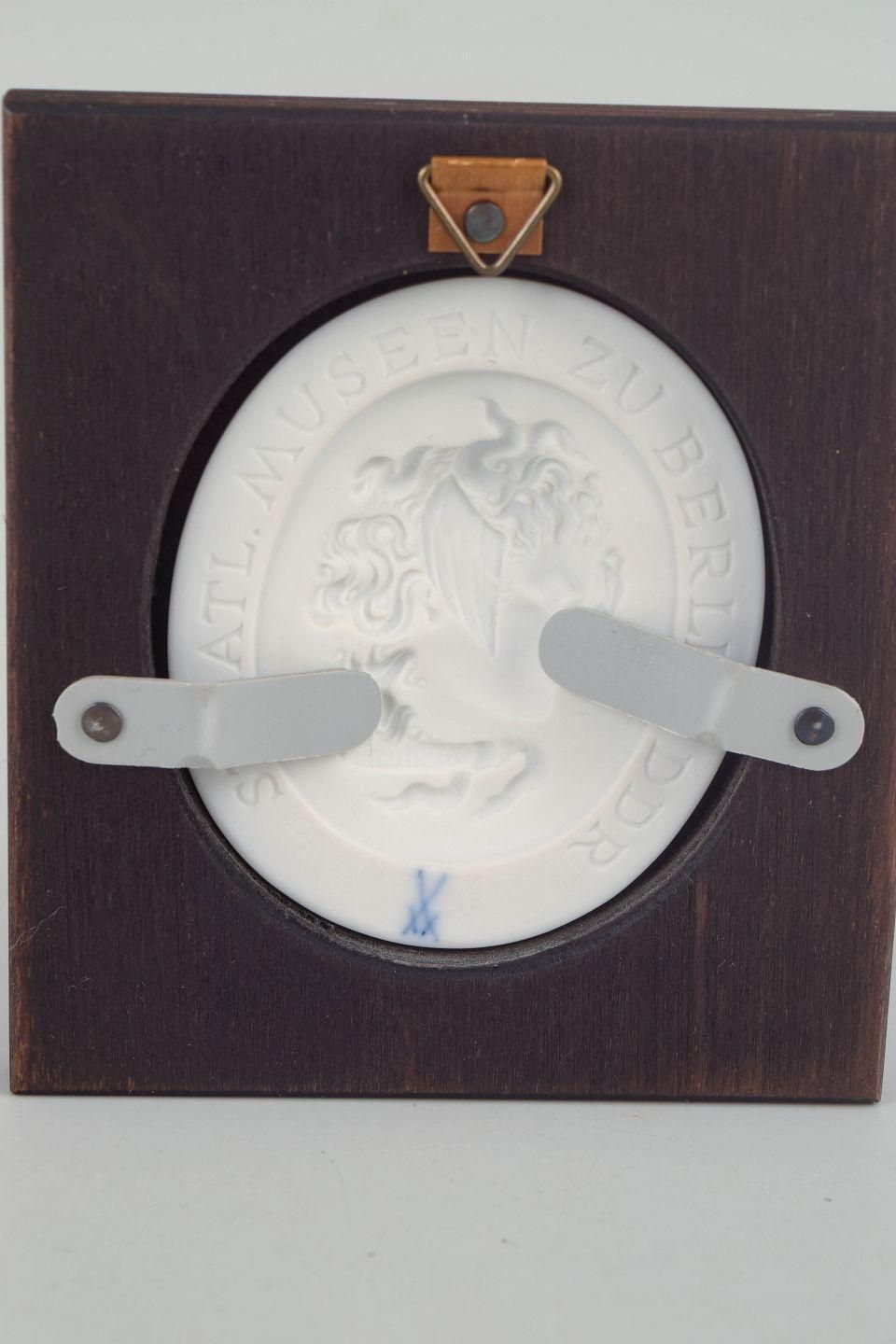 Meissen. Small Relief Plaque In White Biscuit Porcelain Depicting Medusa. 1970s photo for sale