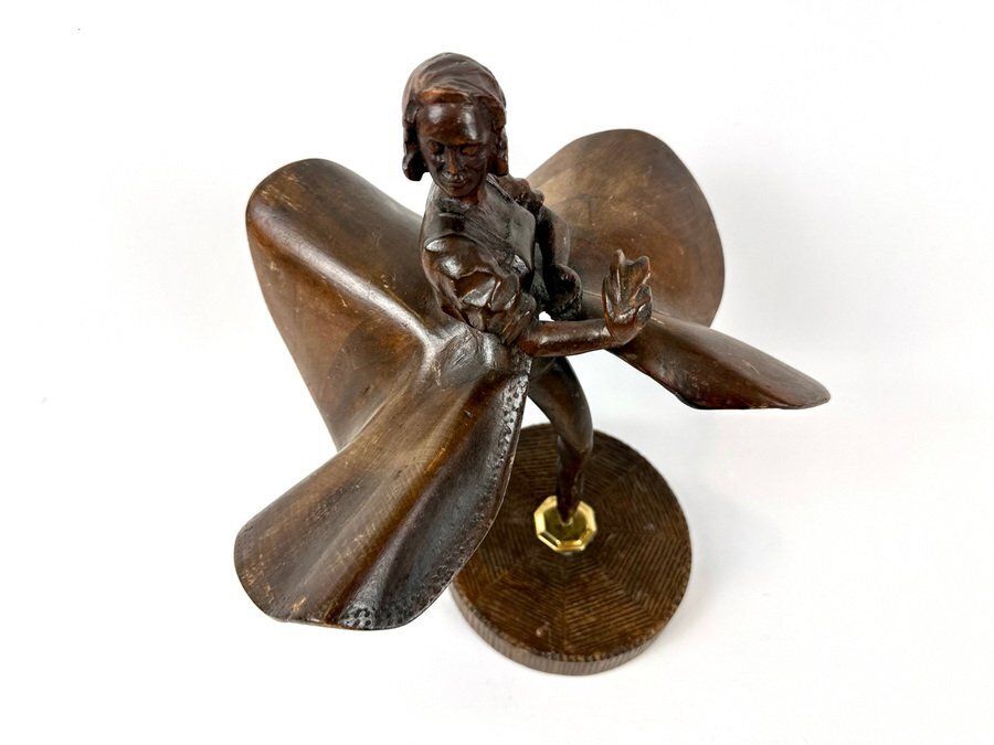 Antique Carved Wooden Ballerina Statue, 1920s photo Art