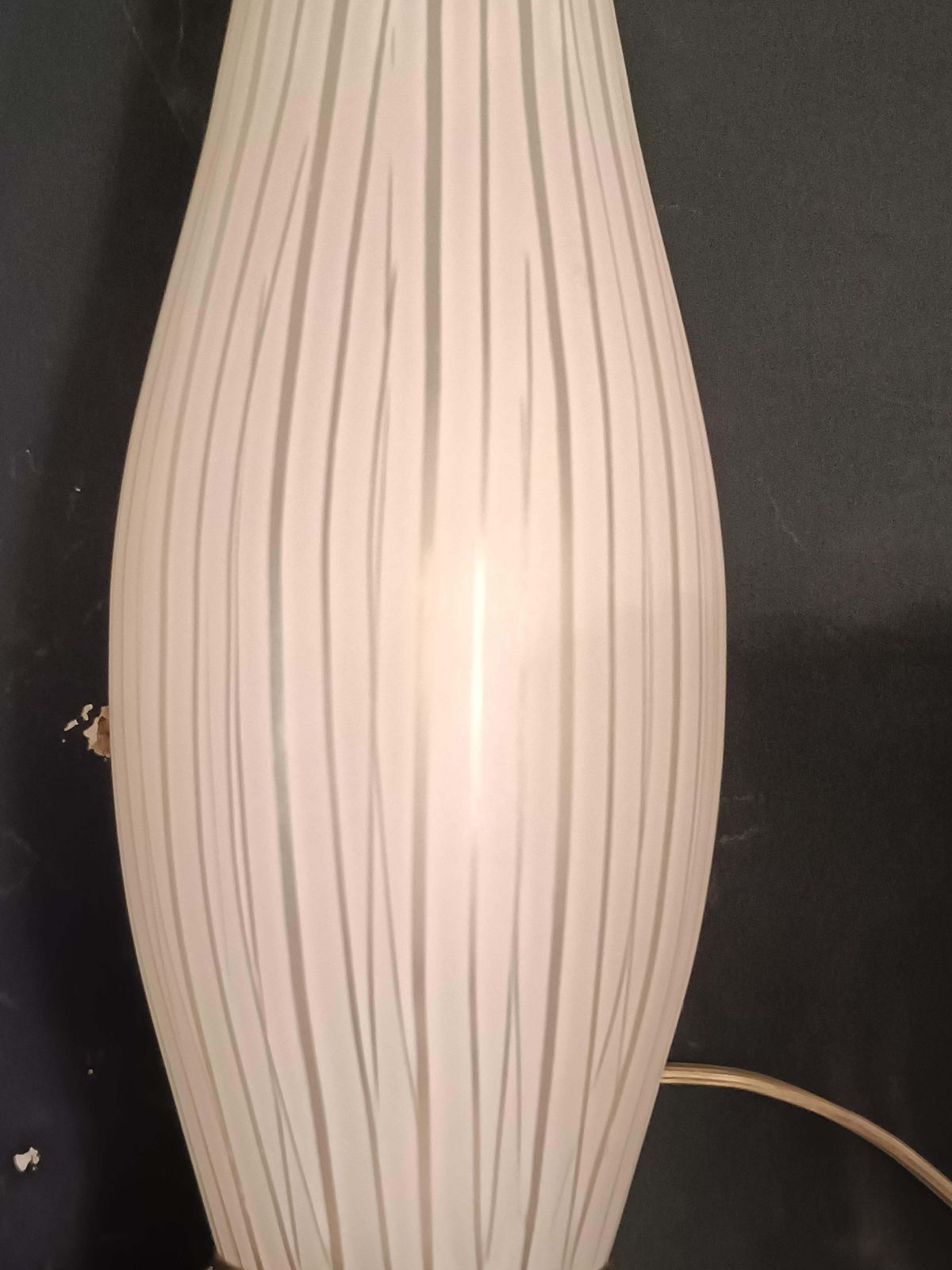 Pair Of Brass And Vertro Opaline Ribbed Wall Lamps, Italy 1950s photo vinterior