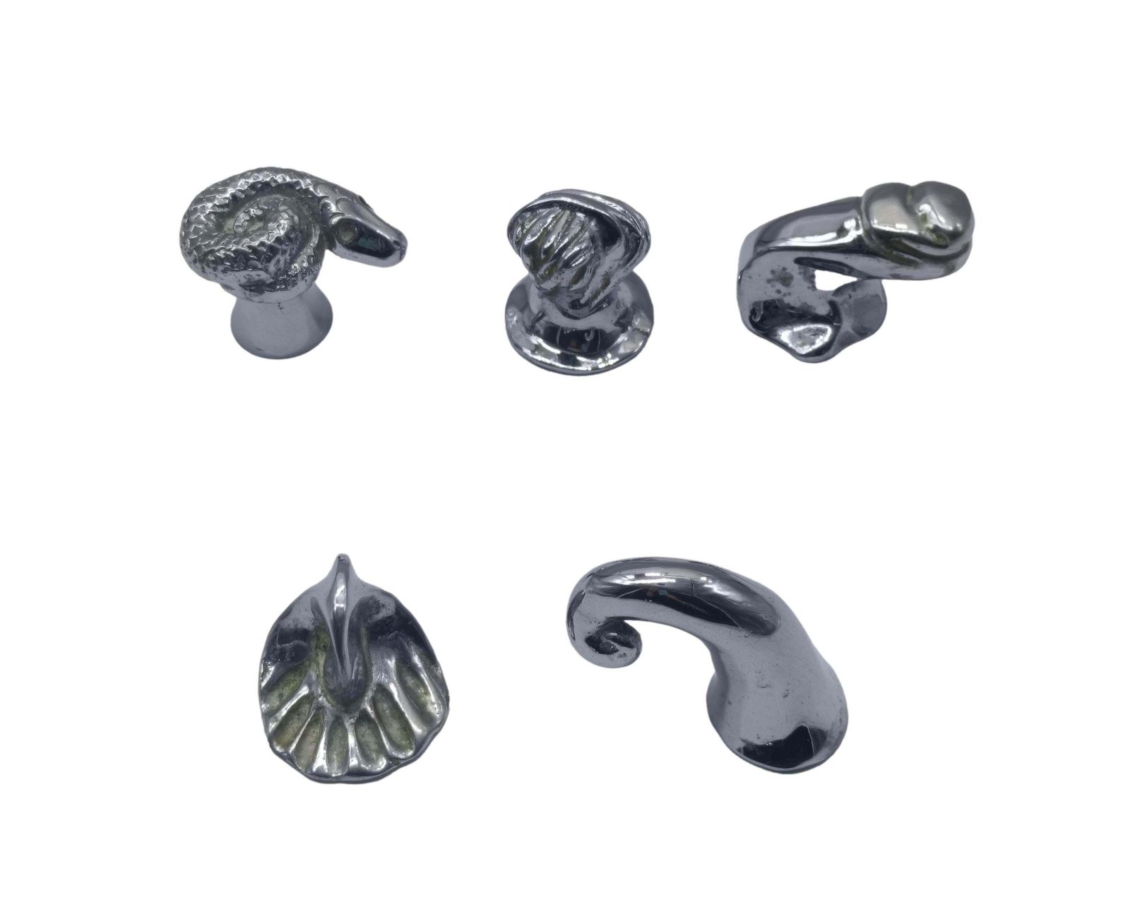 Annibale Oste Attrib. Set Of 5 Silver Plated Bronze Handles, Italy 1970s photo furniture