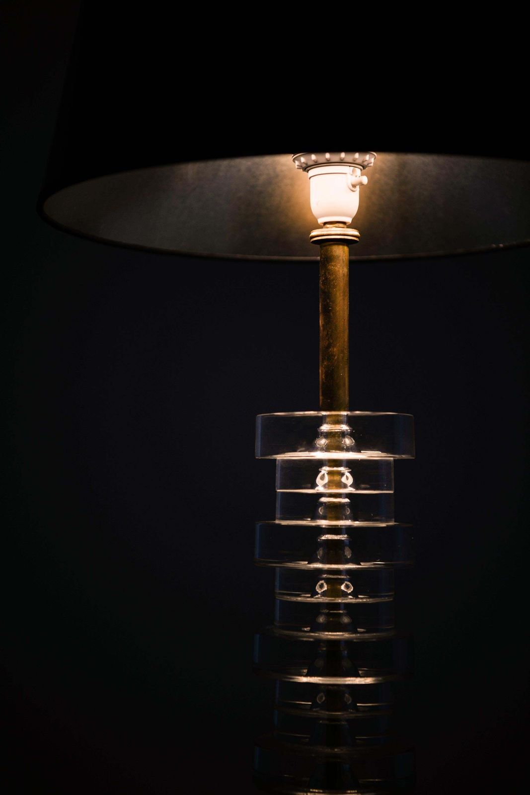 photo for sale Table Lamp In Brass And Glass By Carl Fagerlund, 1960s