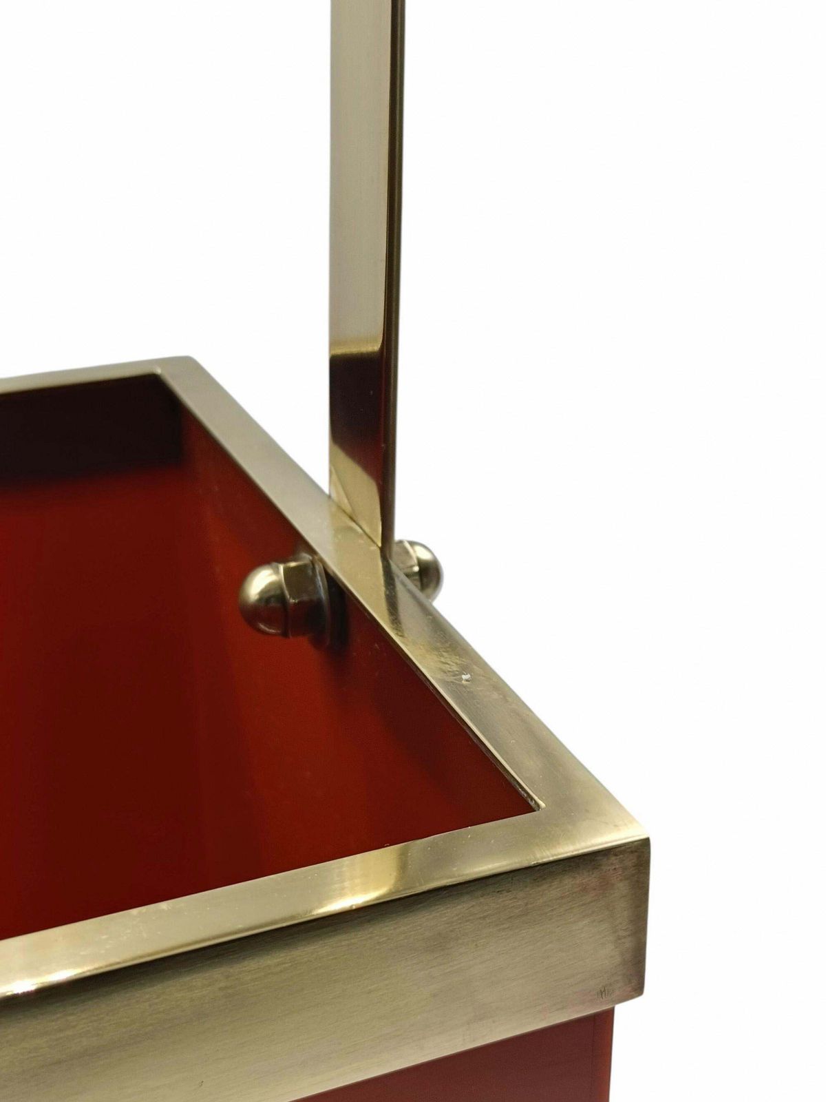 Dior Home Style Magazine Or Bottle Holder In Lucite Orange And Brass, 1970s photo vinterior