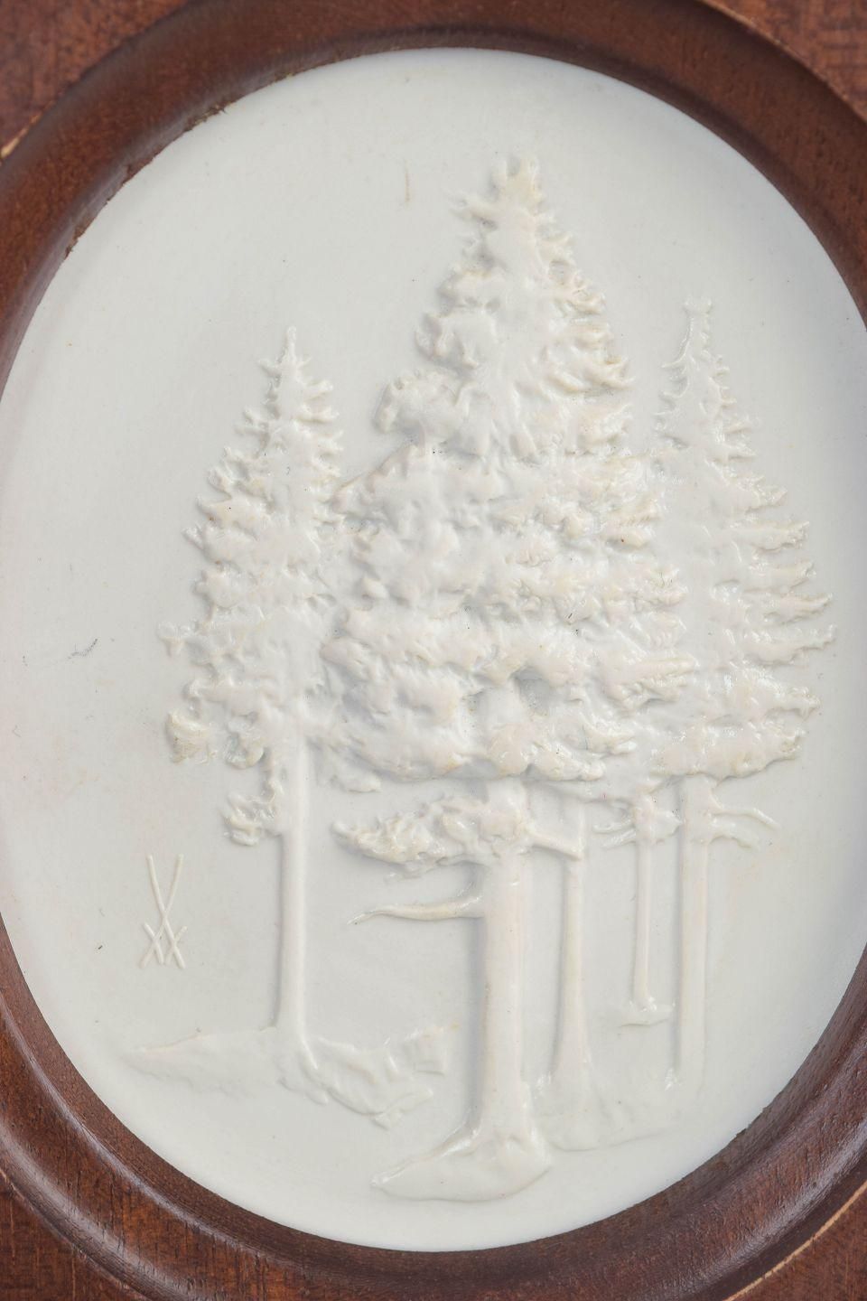 Meissen. Relief Plaque In White Biscuit Porcelain With Motif Of Trees. 1970s photo furniture