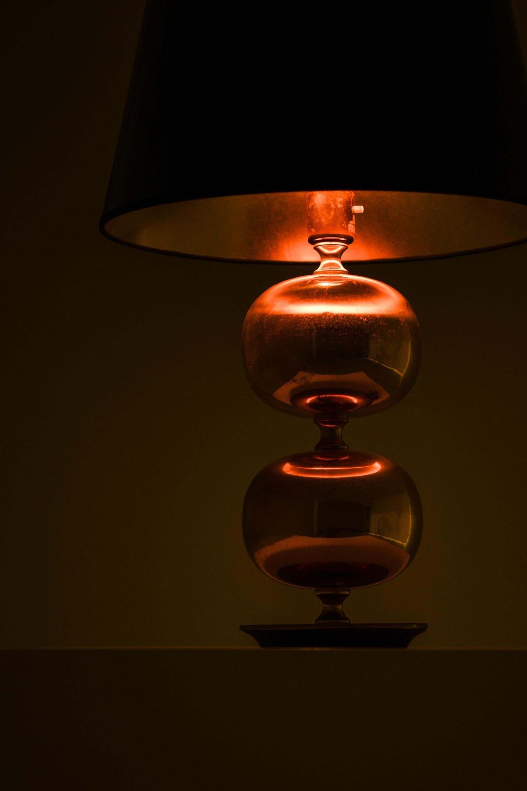 Pair Of Golden Table Lamps In Brass By Henrik Blomqvist, 1960s photo vinterior