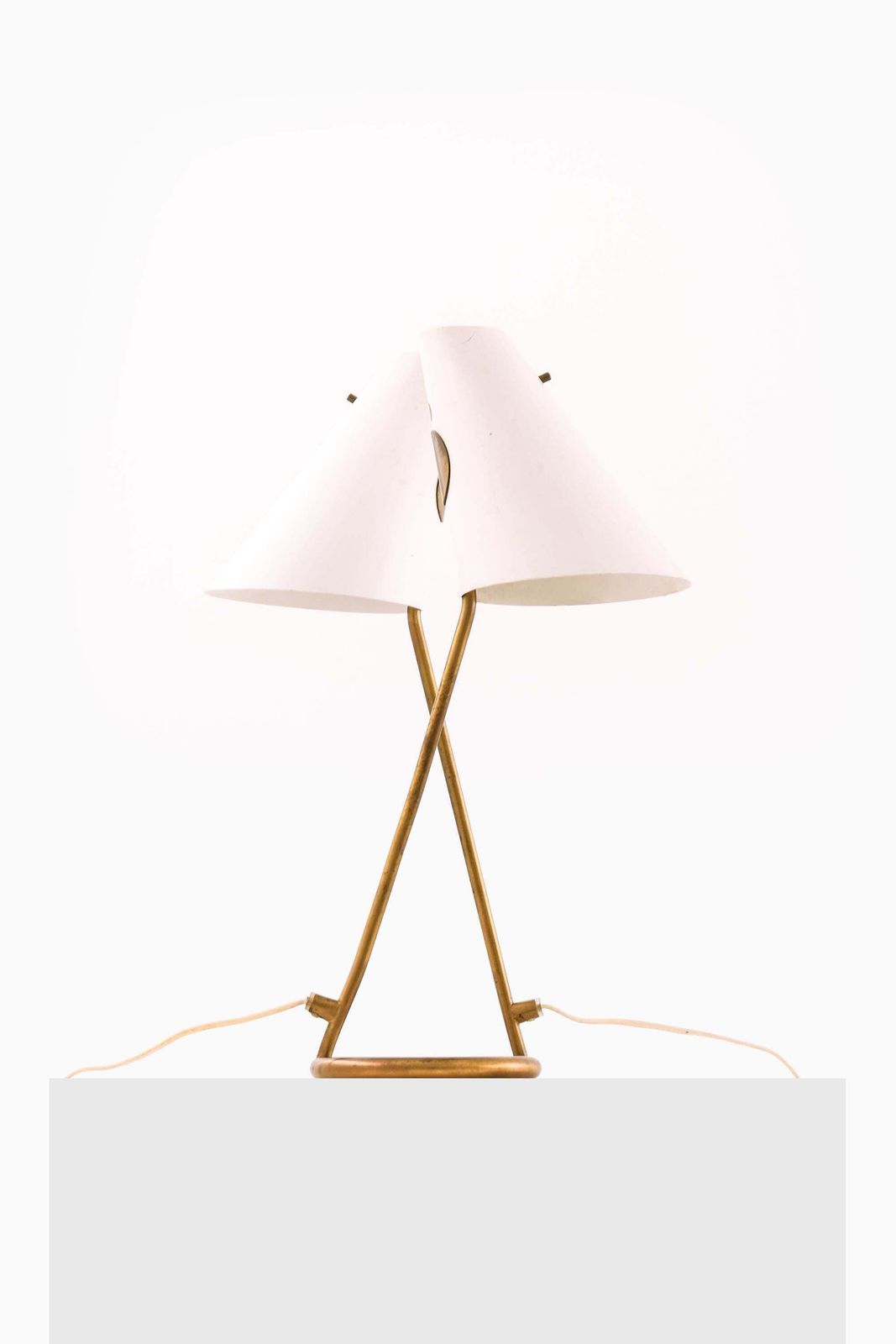 Pair Of Table Lamps In Brass, Lacquer And Metal By Hans Agne Jakobsson, 1950s photo furniture