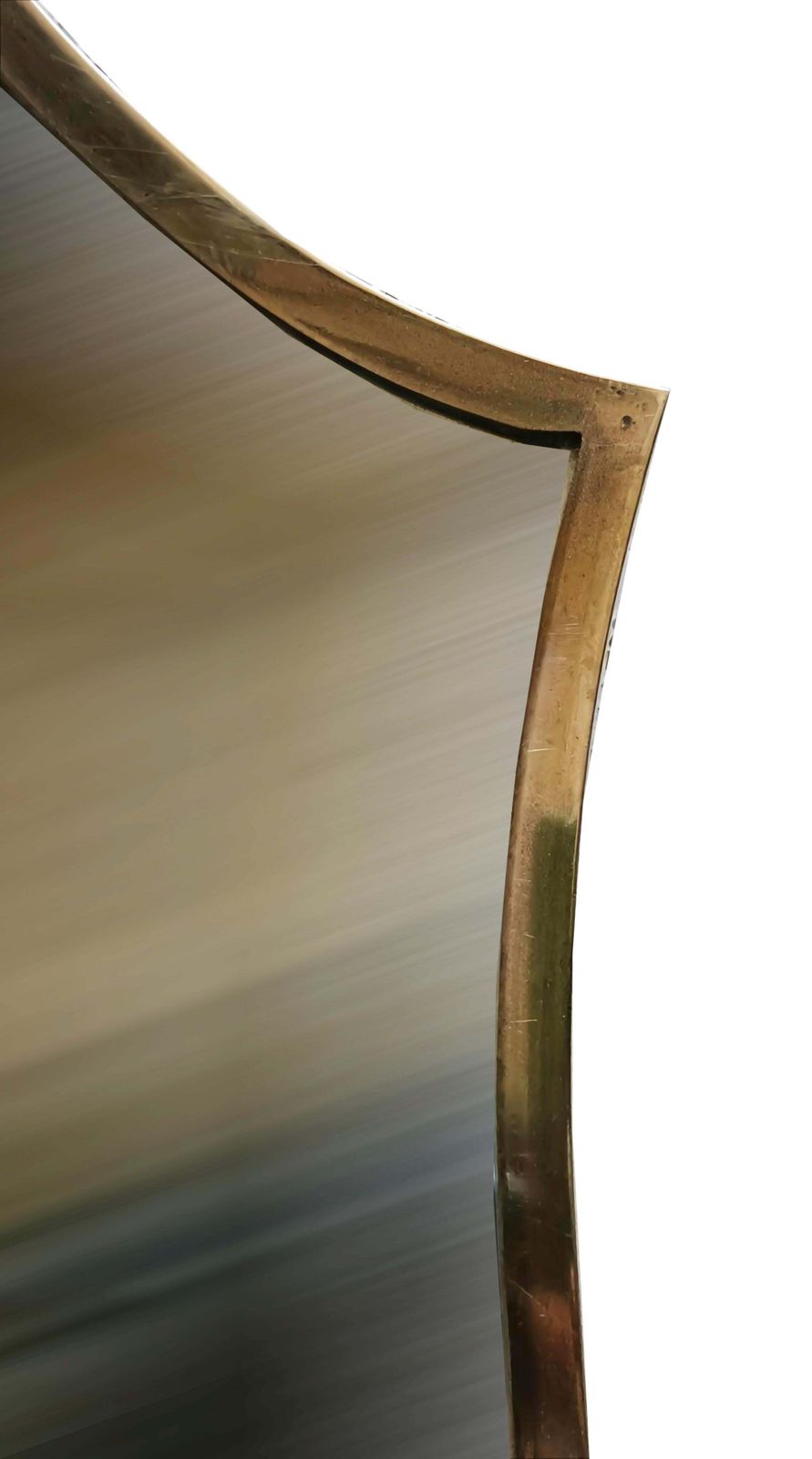 Gio Ponti Style Shield Wall Mirror In Brass, Italy 1960s photo Home Decor