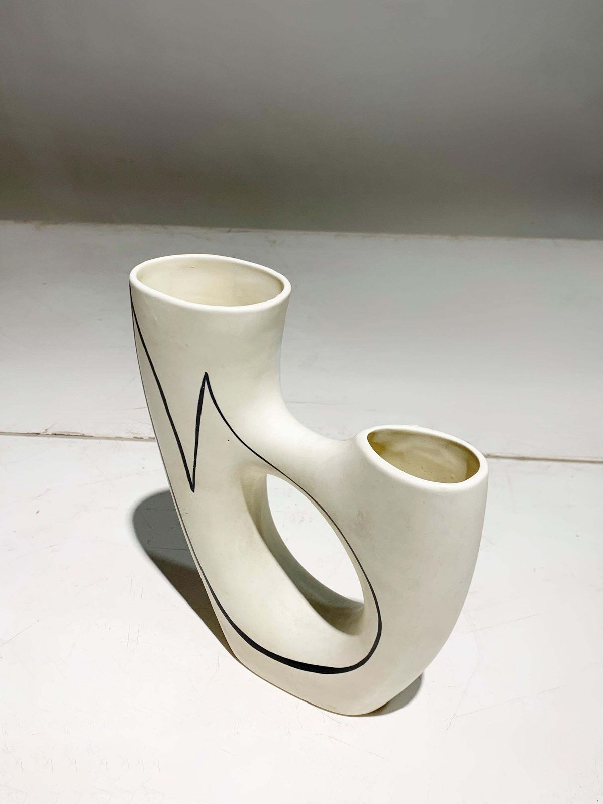 Atelier Revernay Mid Century Double Neck Ceramic Vase, Circa 1950 photo vinterior