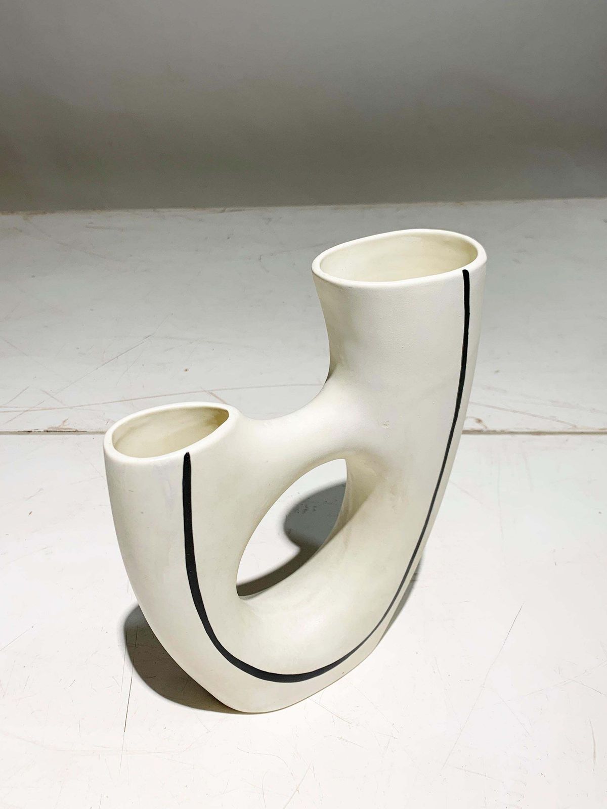 Atelier Revernay Mid Century Double Neck Ceramic Vase, Circa 1950 photo vintage