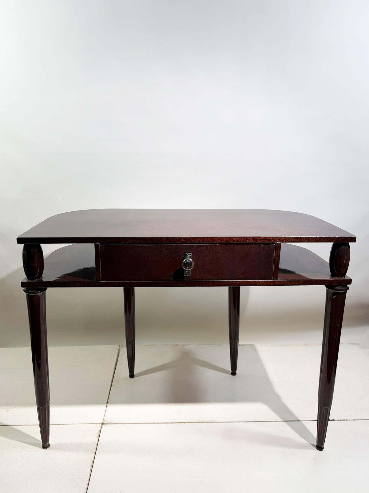 Art Deco Writing Desk With Fluted Legs, Circa 1940s, France photo for sale
