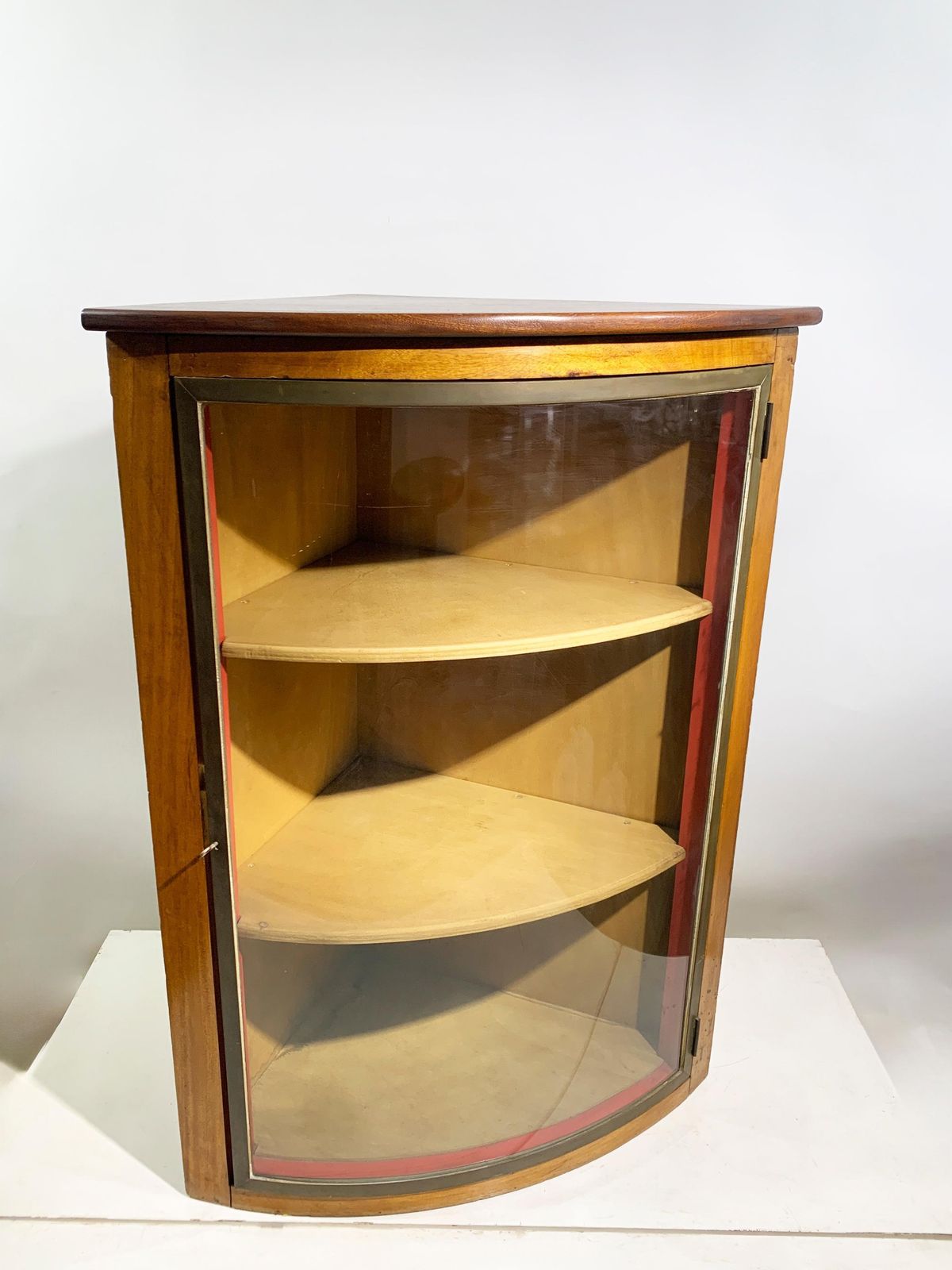 Set Of 2 Mid Century Modern Curved Glass Corner, Circa 1960's photo for sale
