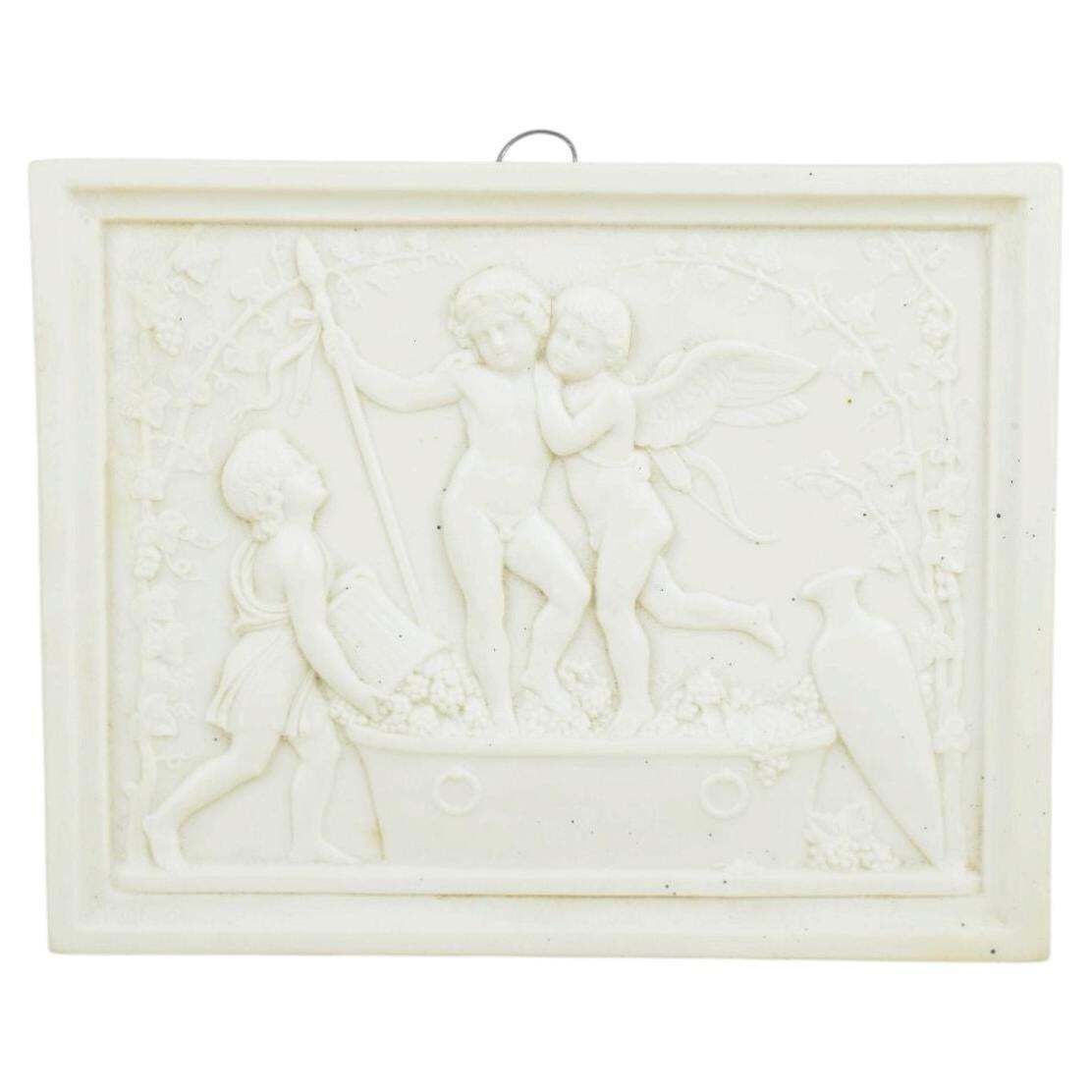 Bing & Grøndahl. Wall Relief In Biscuit With Putti, After B. Thorvaldsen, 1870s.