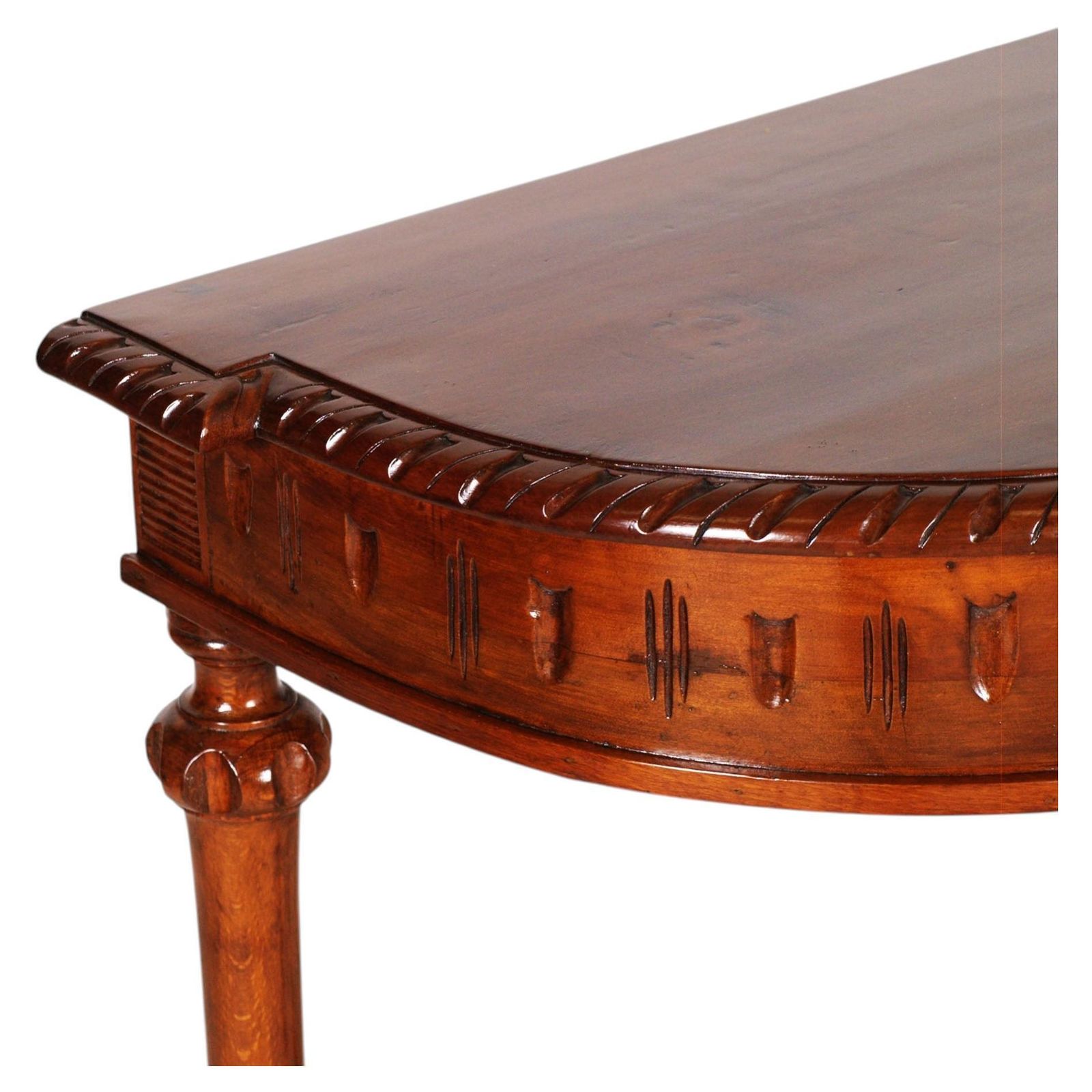 Console demi-lune en noyer par Bassano's Ebanistery, cirée photo 3995.0