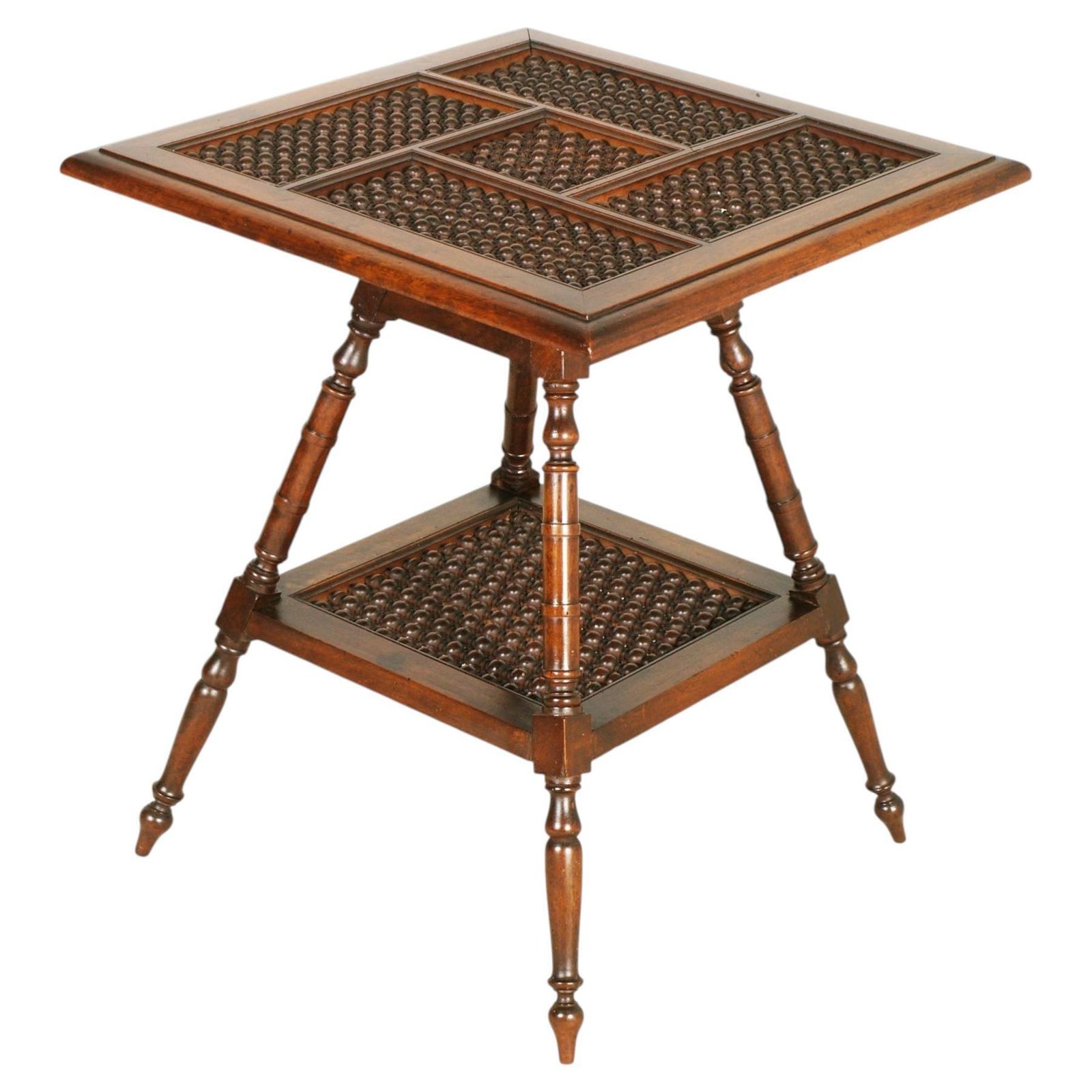 Table d'appoint en noyer à perles de bois, fin du XIXe siècle, style Victorian tardif photo furniture