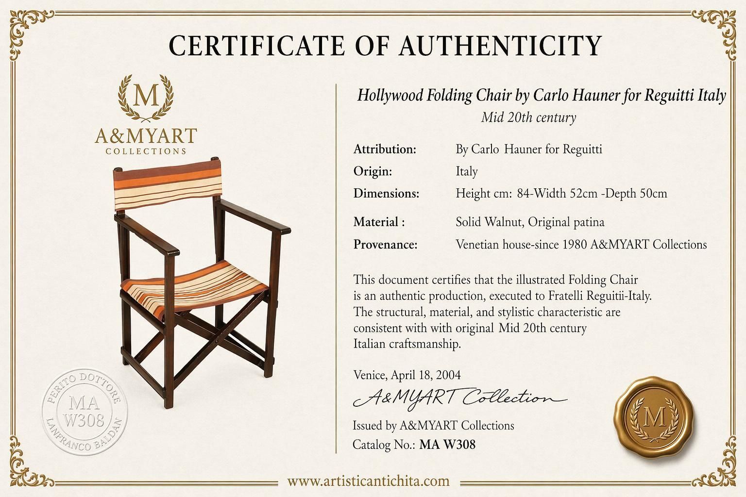 Hollywood Folding Chair van Carlo Hauner voor Reguitti, Italië, jaren 1970, in walnoot photo buy