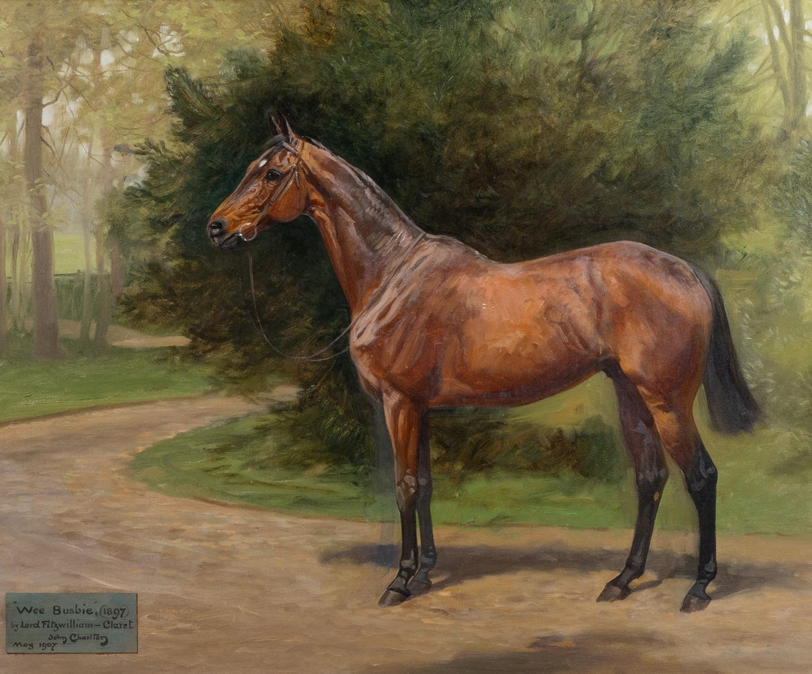 John Charlton (1849-1917) : The Racehorse Wee Busbie, signé et daté 1907 photo furniture